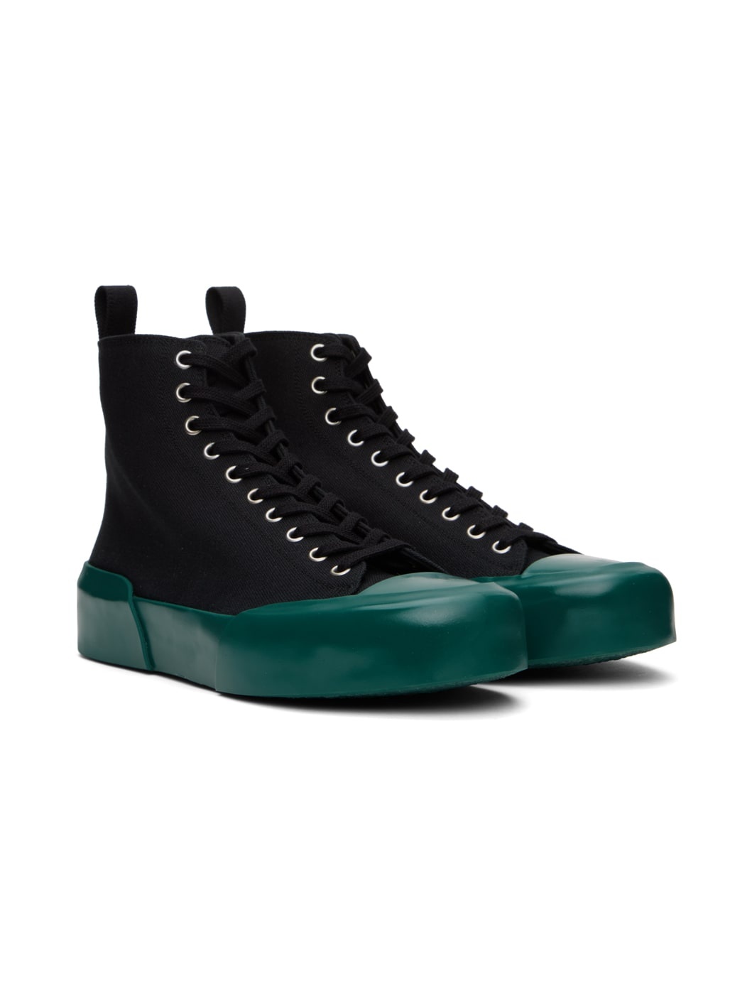 Black & Green High-Top Sneakers - 4