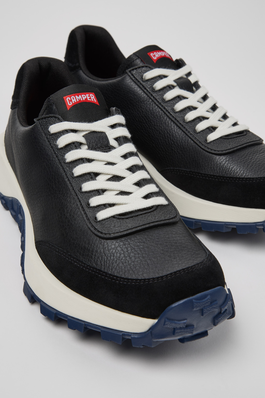 Black Leather and Nubuck Sneakers for Men. - 2