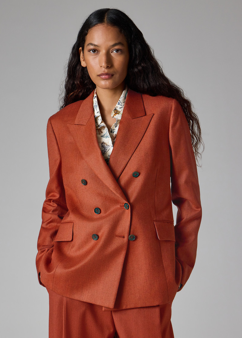 Women's Rust Wool-Cashmere Flannel Blazer 6