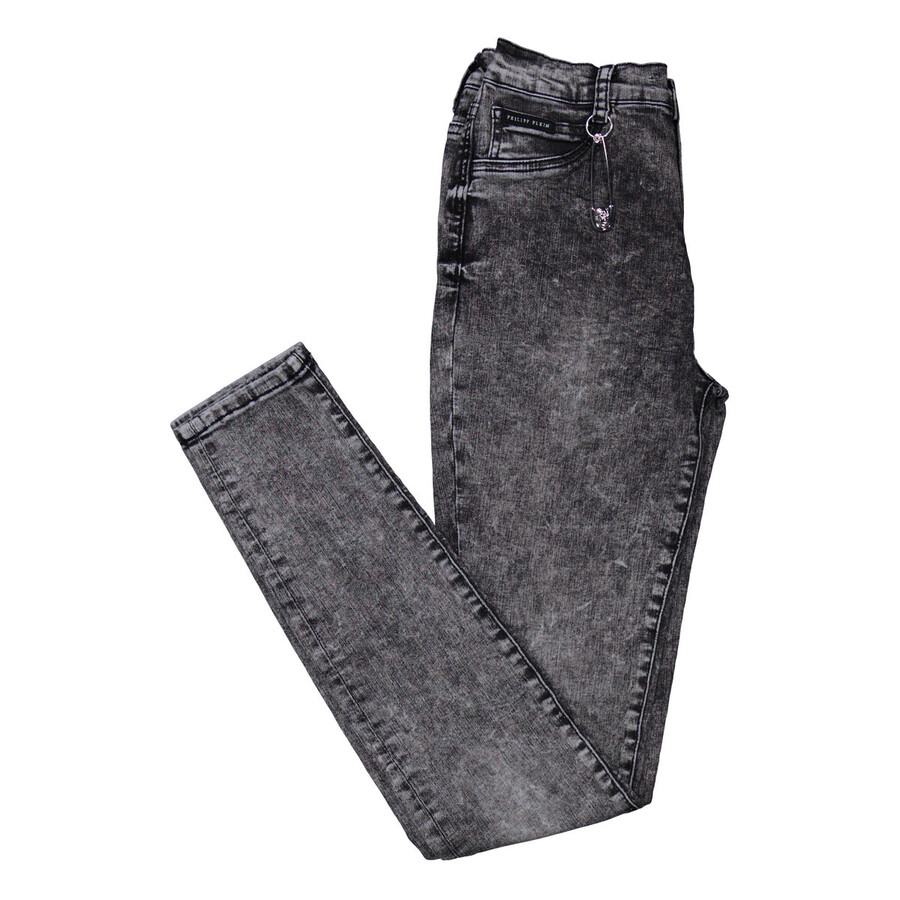 Philipp Plein Storm Grey High-Waist Cotton Jeggings - 6