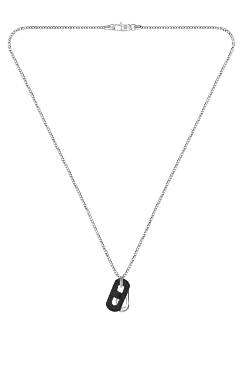 BOSS NECKLACE WITH STEEL AND LEATHER PENDANTS outlook