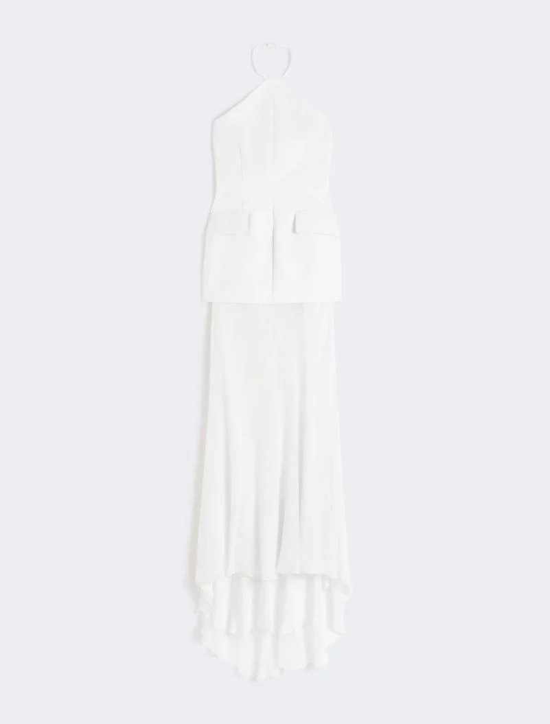 Bi-material dress - white - 1