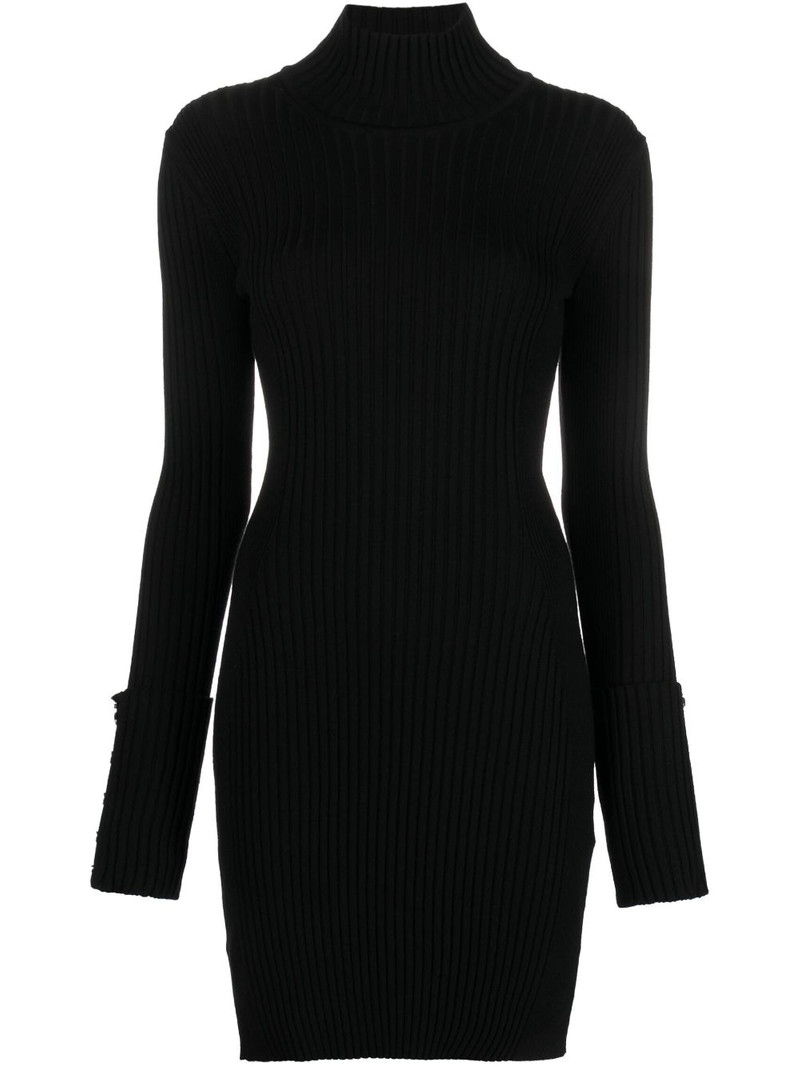 high-neck ribbed-knit minidress 1
