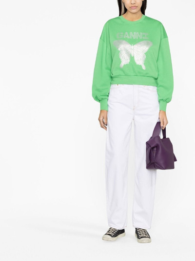 GANNI butterfly-print organic cotton sweatshirt outlook