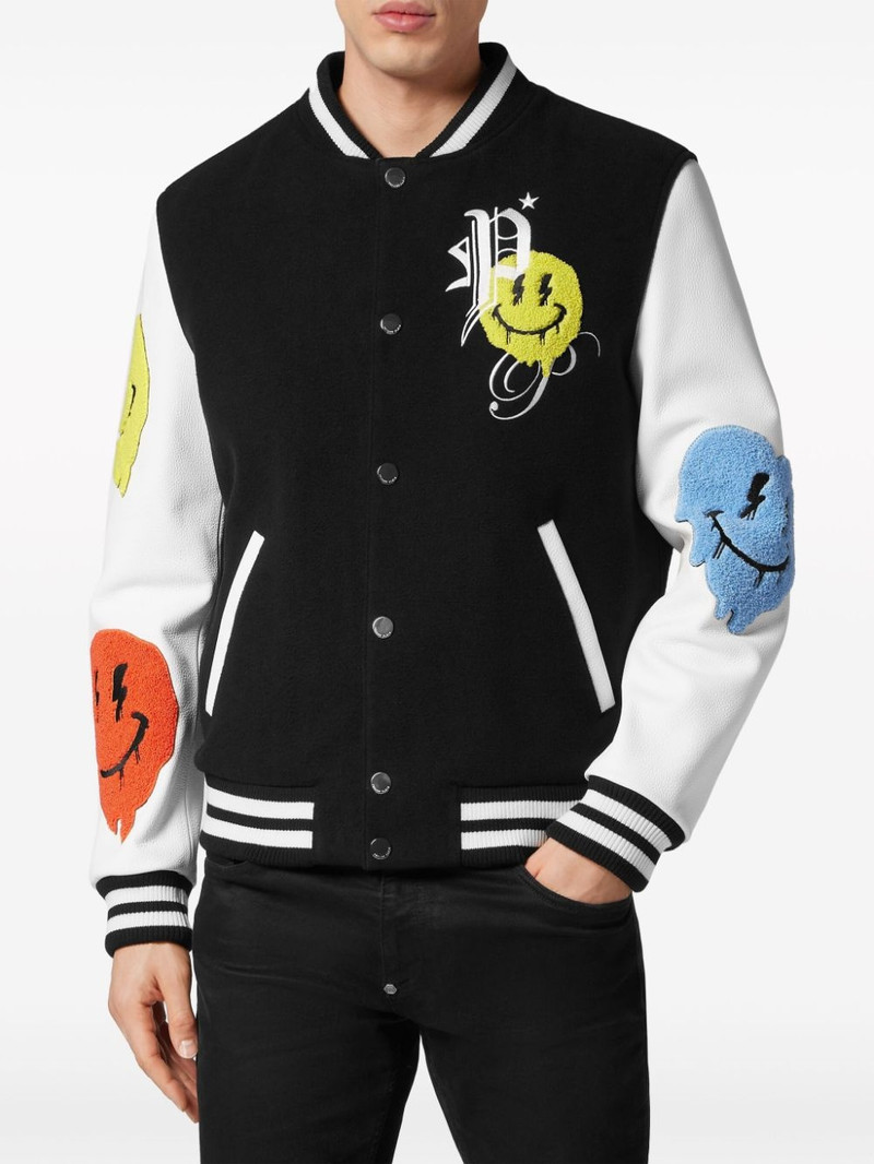 PHILIPP PLEIN Smile-patch bomber jacket outlook