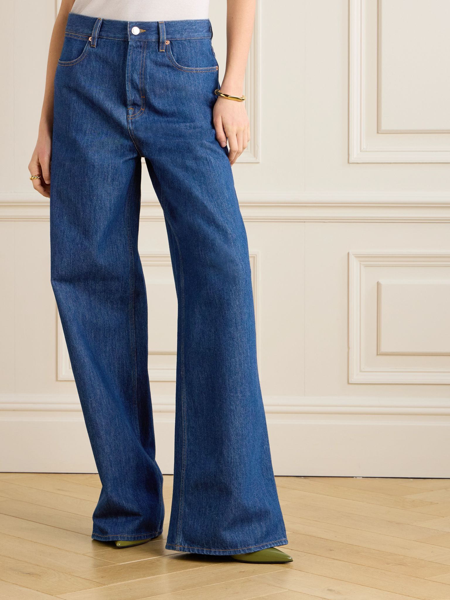 Mid-rise wide-leg jeans Dark denim - 3