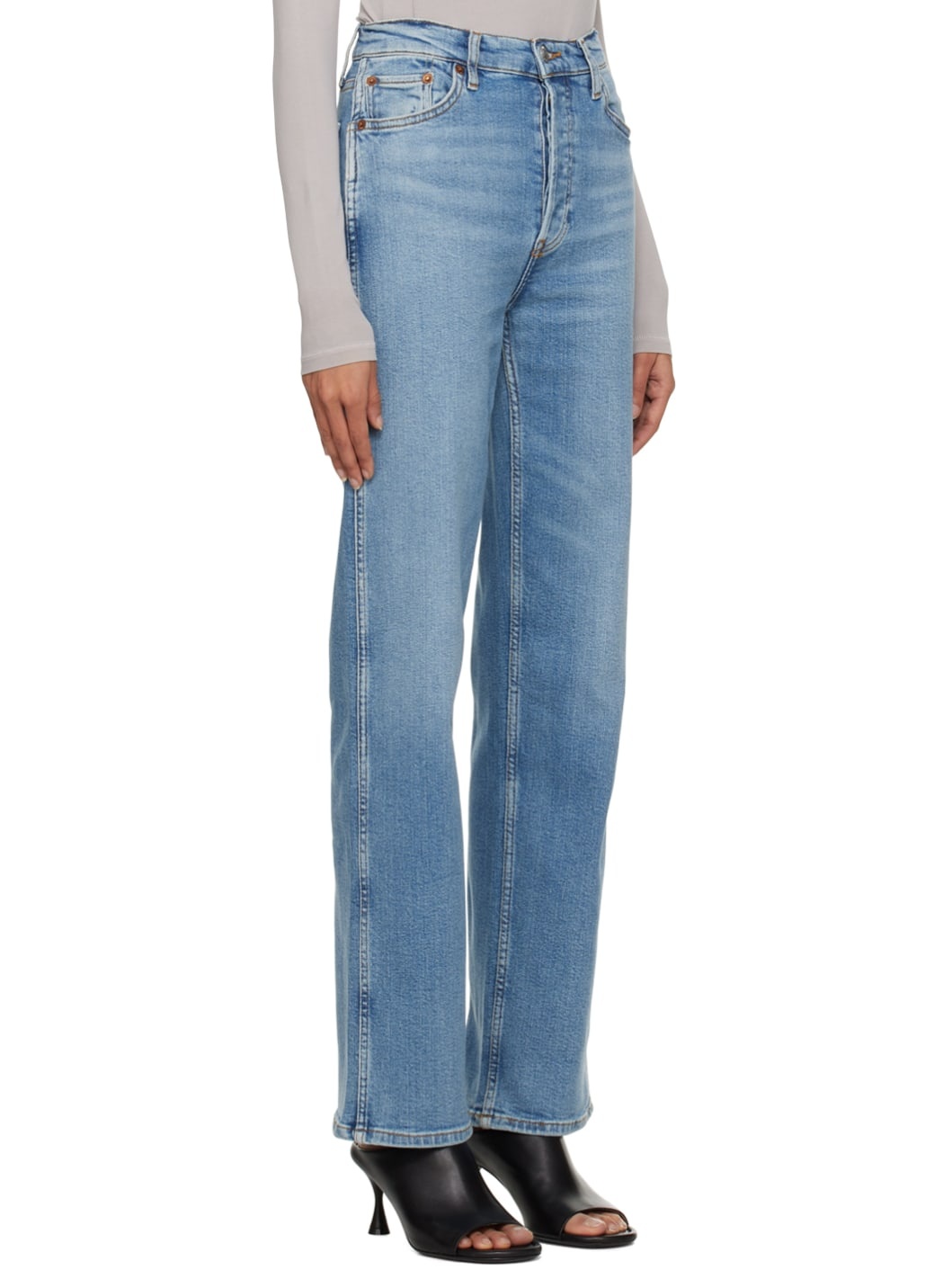 Blue 90's High-Rise Loose Jeans - 2