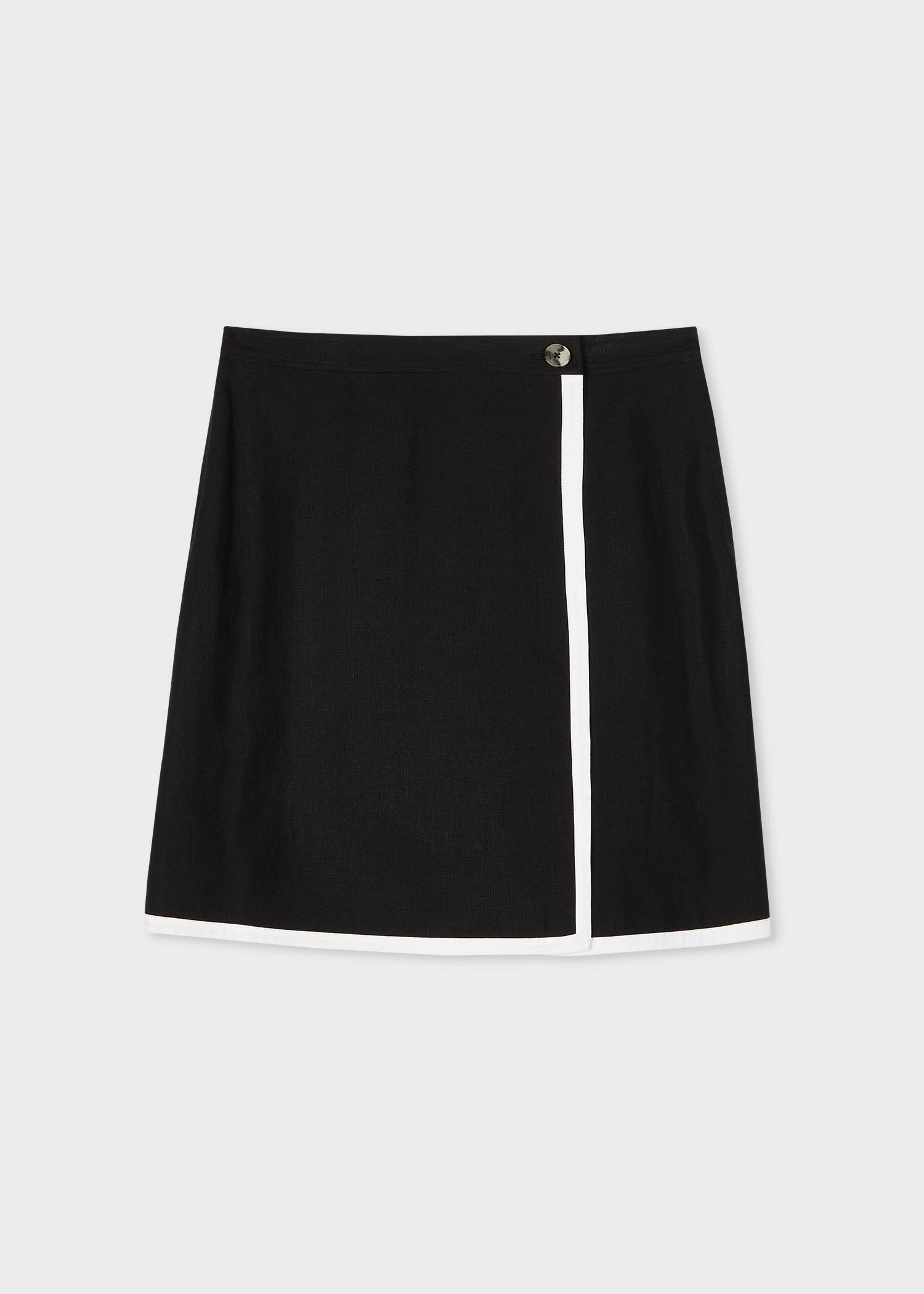 Women's Black Linen Wrap Skirt - 1