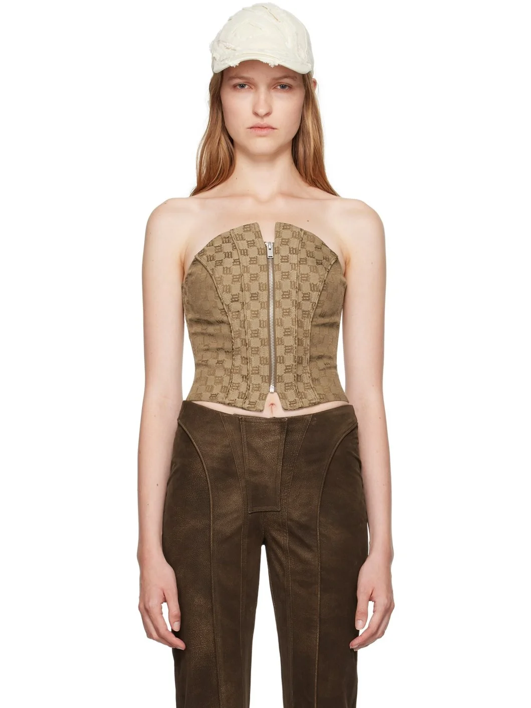Beige Jacquard Monogram Top - 1