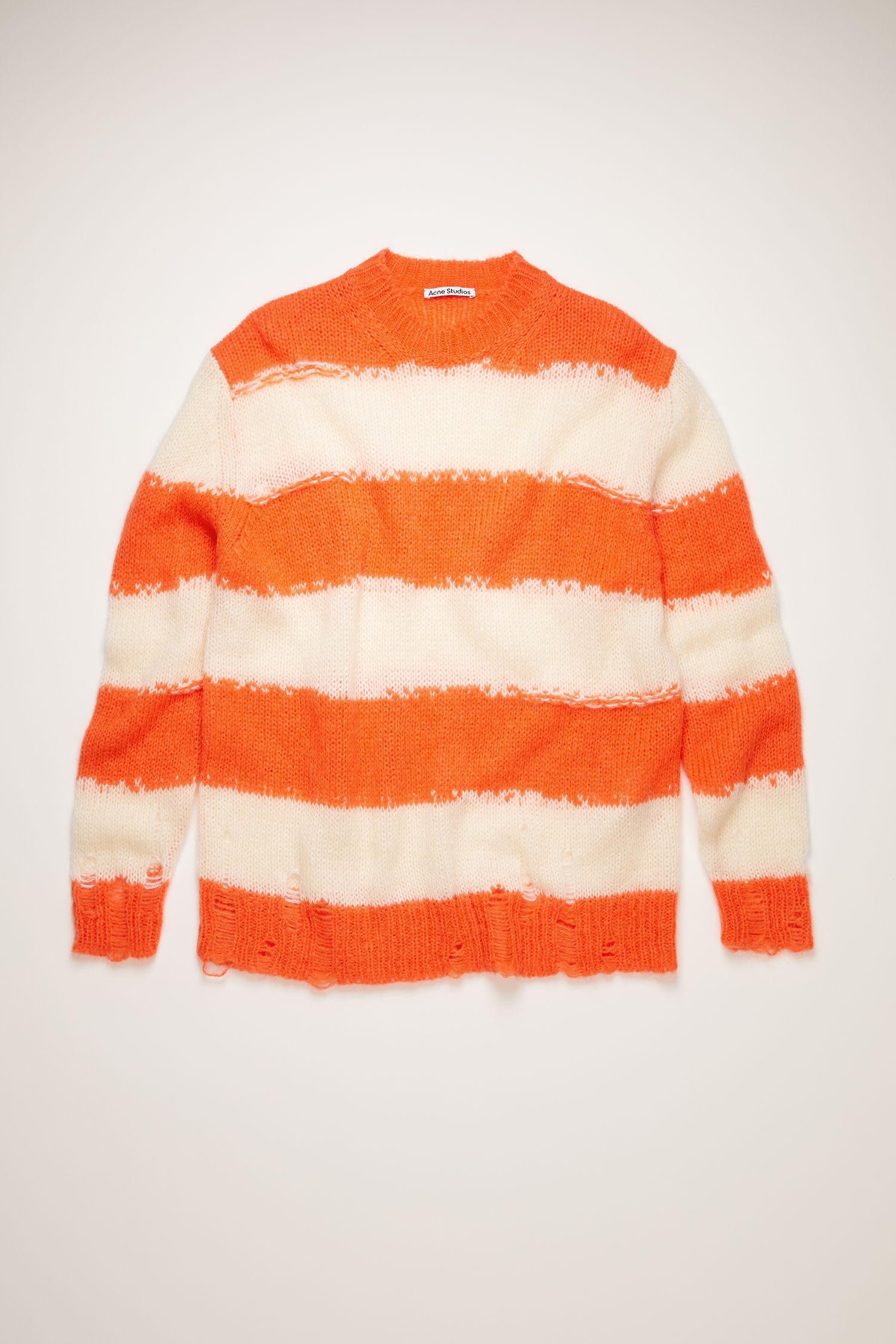 Distressed striped sweater off-white/coral - 5