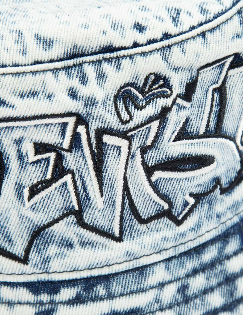 GRAFFITI LOGO EMBROIDERY DENIM BUCKET HAT 3