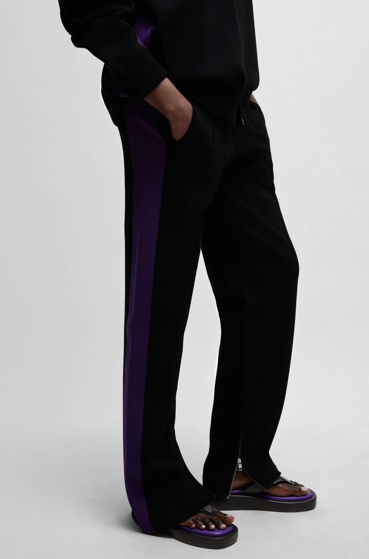 NAOMI X BOSS KNITTED TROUSERS WITH CONTRAST SIDE STRIPE - 5