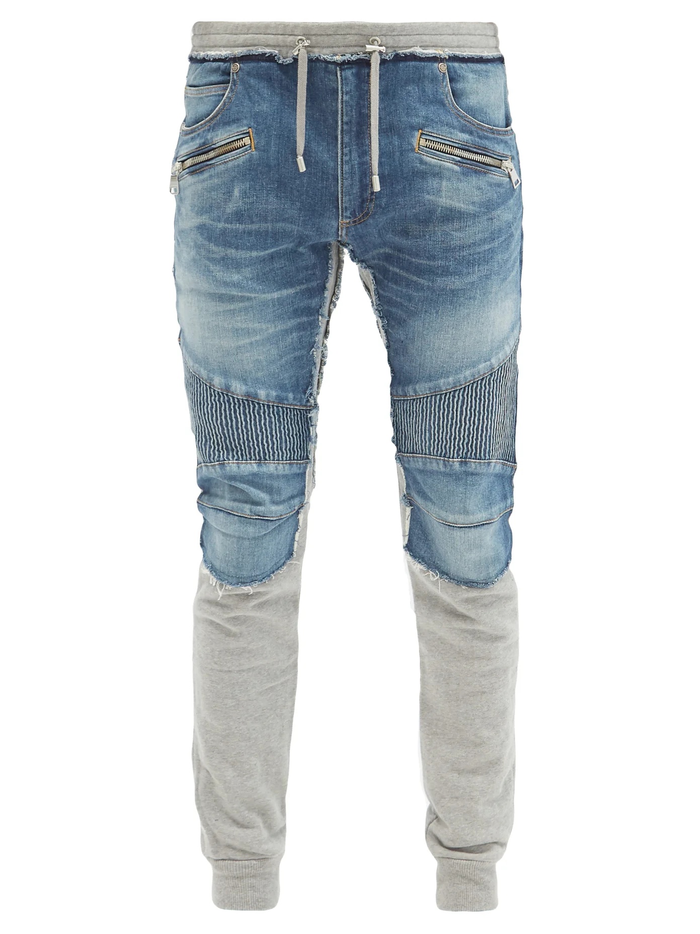 Denim-panelled slim-fit jersey track pants - 1