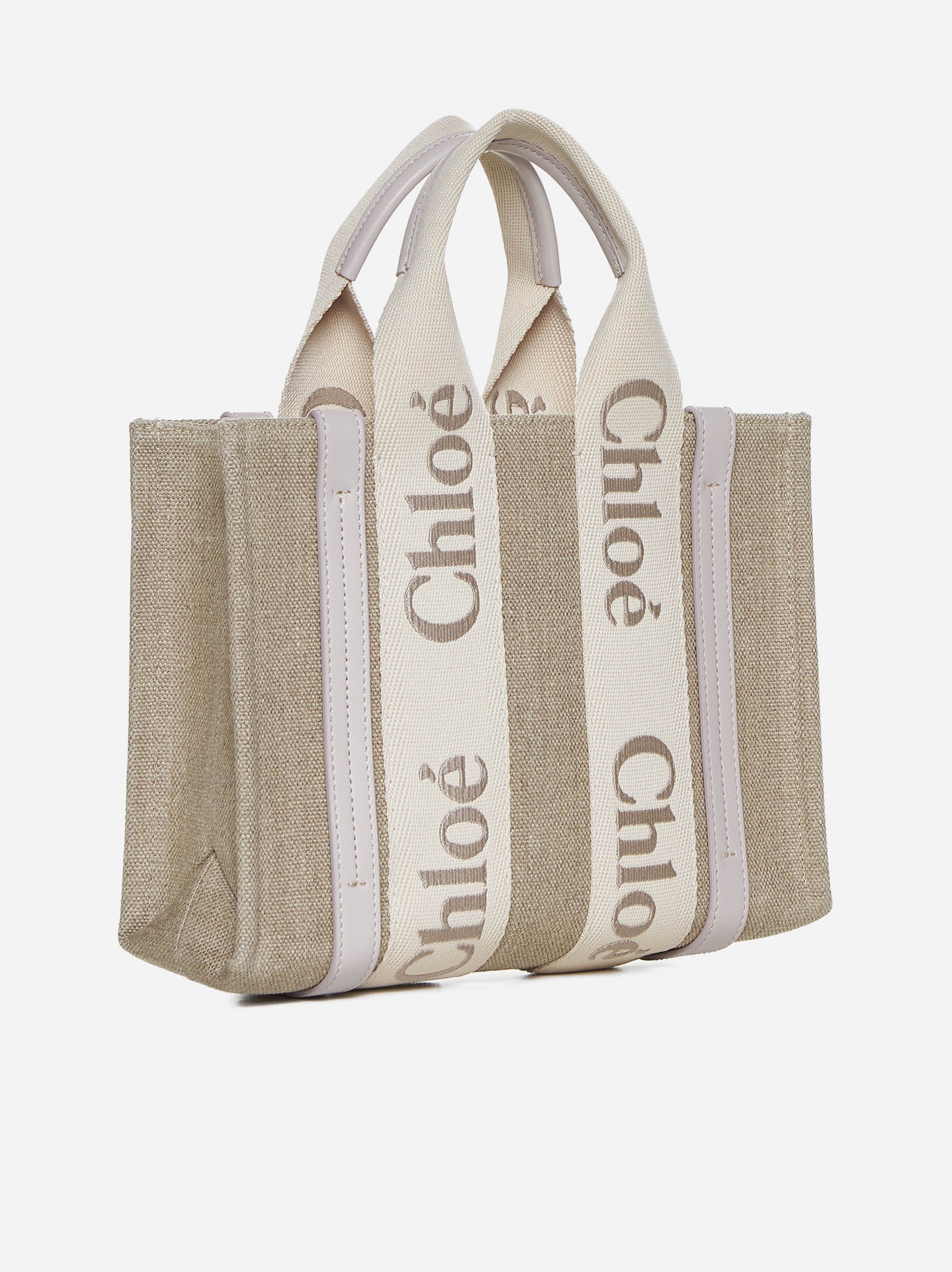 Woody linen small tote bag - 3