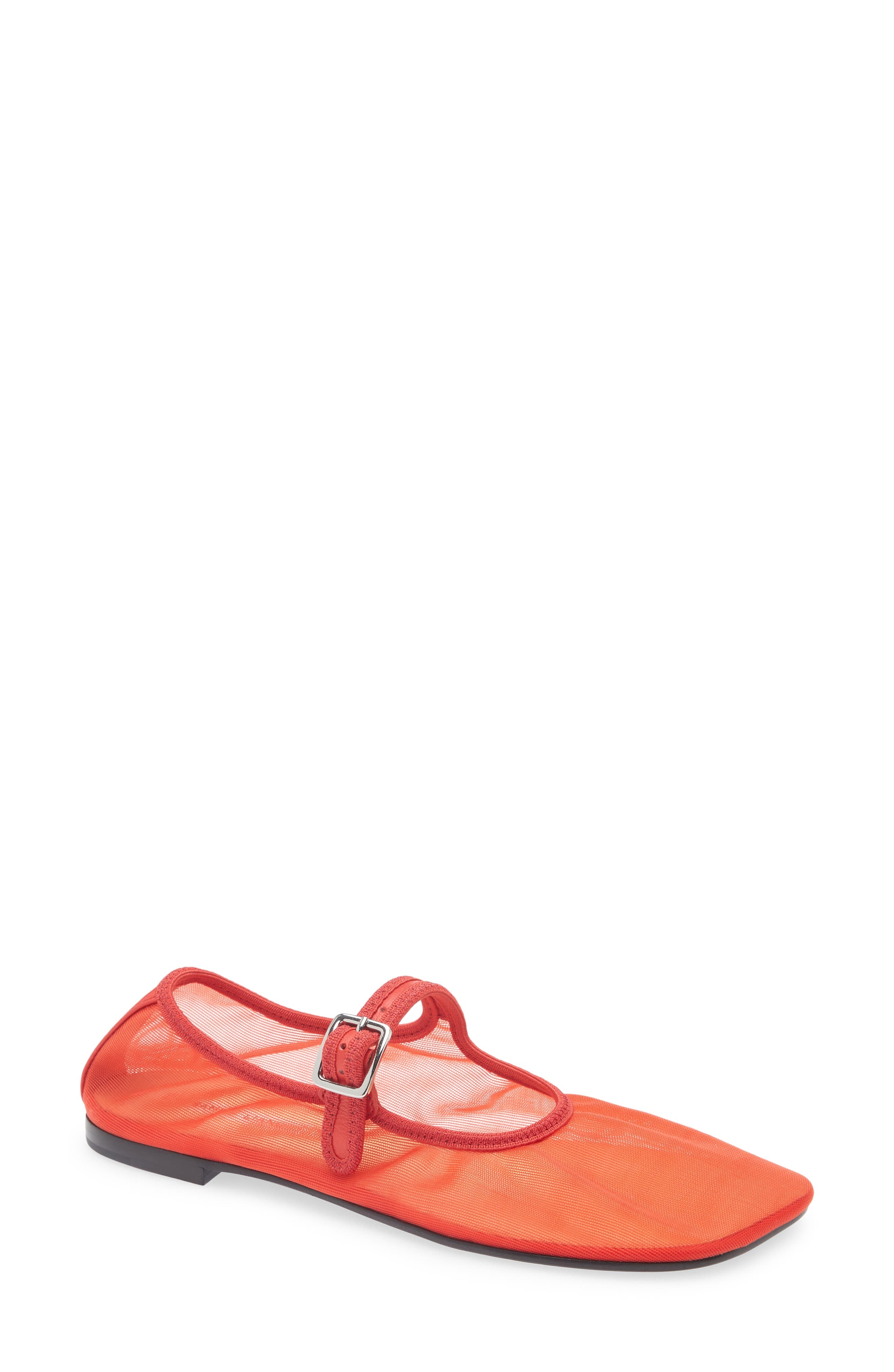 Sandy Liang Mesh Mary Jane Flat in Red at Nordstrom - 1