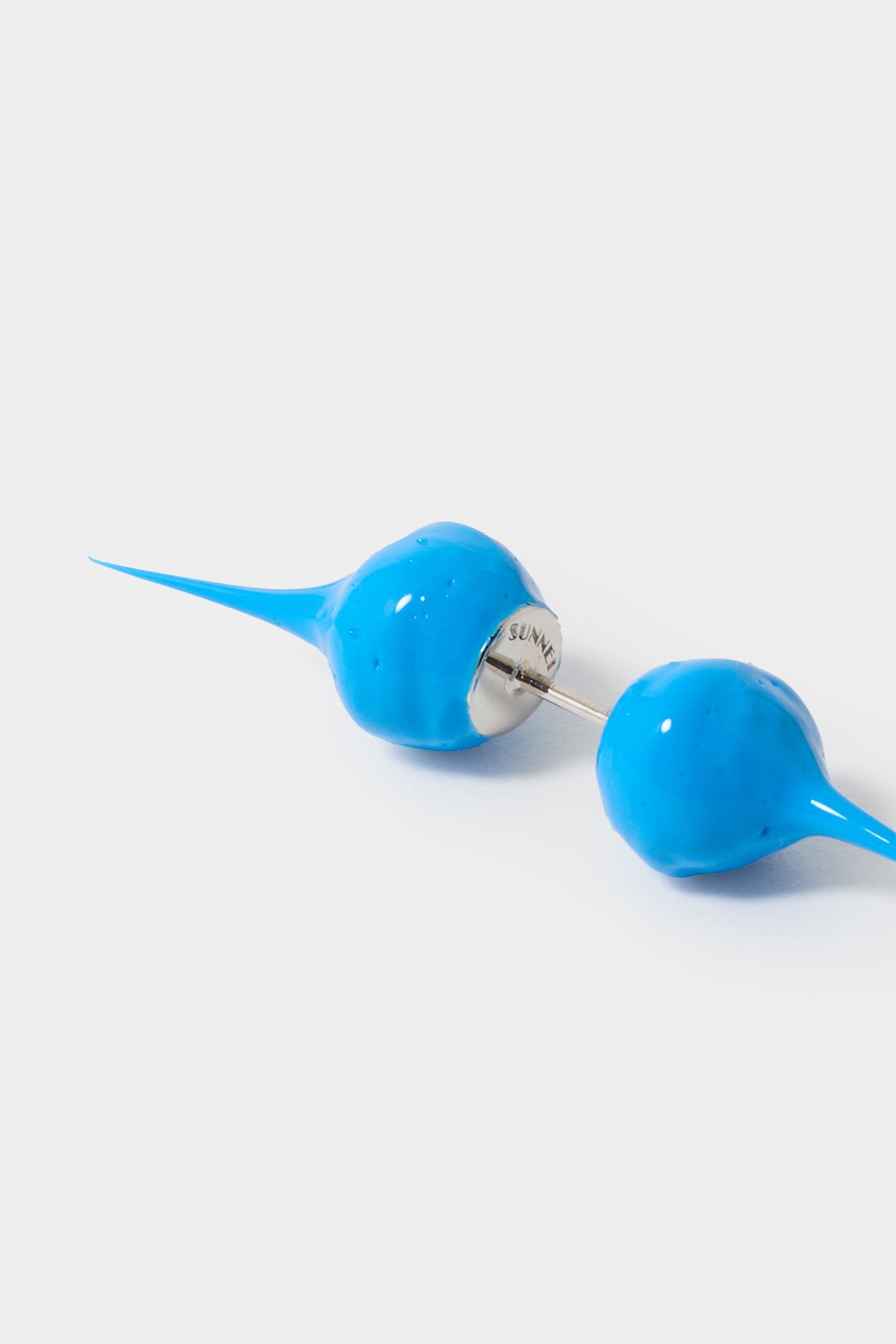 MINI SPIKE RUBBERIZED EARRINGS / turquoise - 4