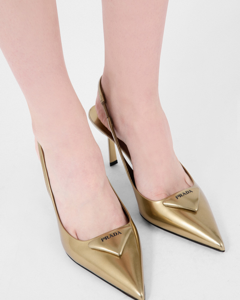 Prada Metallic leather slingback pumps outlook