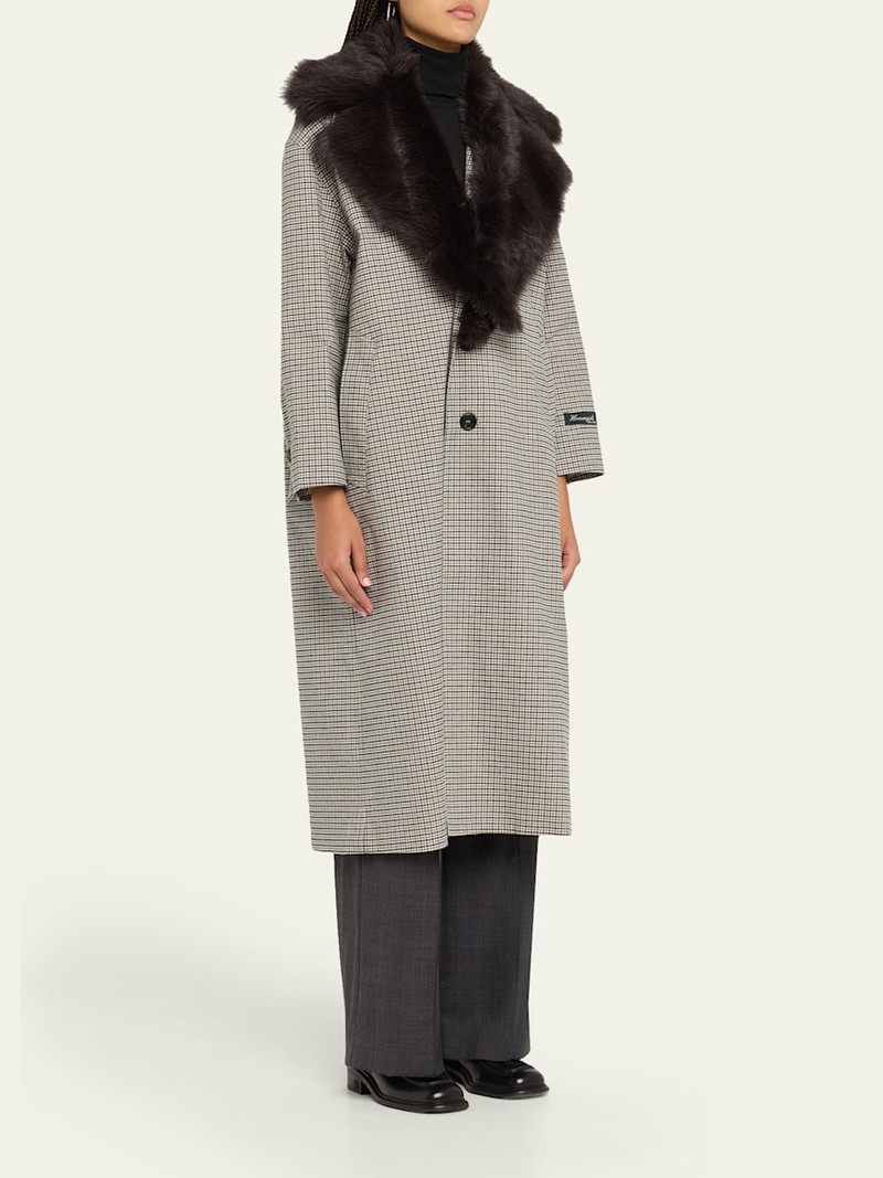 Mac Plaid Check Coat with Removable Shearling Collar 3