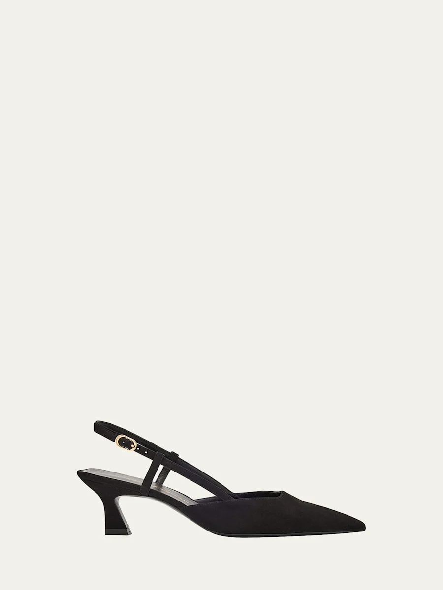 Vinnie Suede Kitten Slingback Pumps - 1