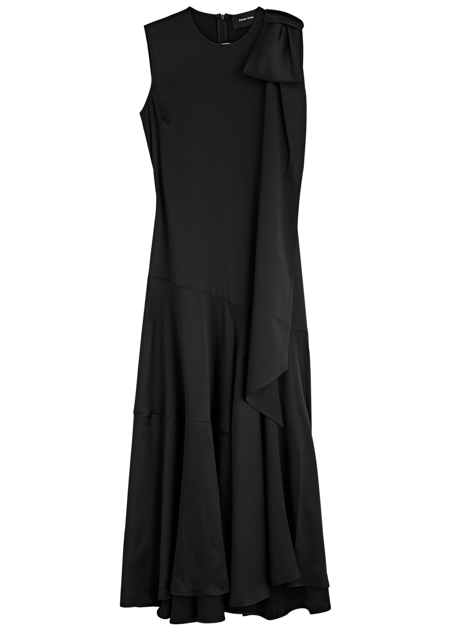 Bow-embellished silk-satin midi dress - 1