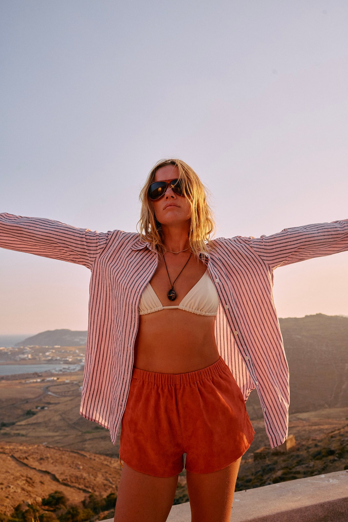 TERRACOTTA SUEDE SLIP SHORTS - 7