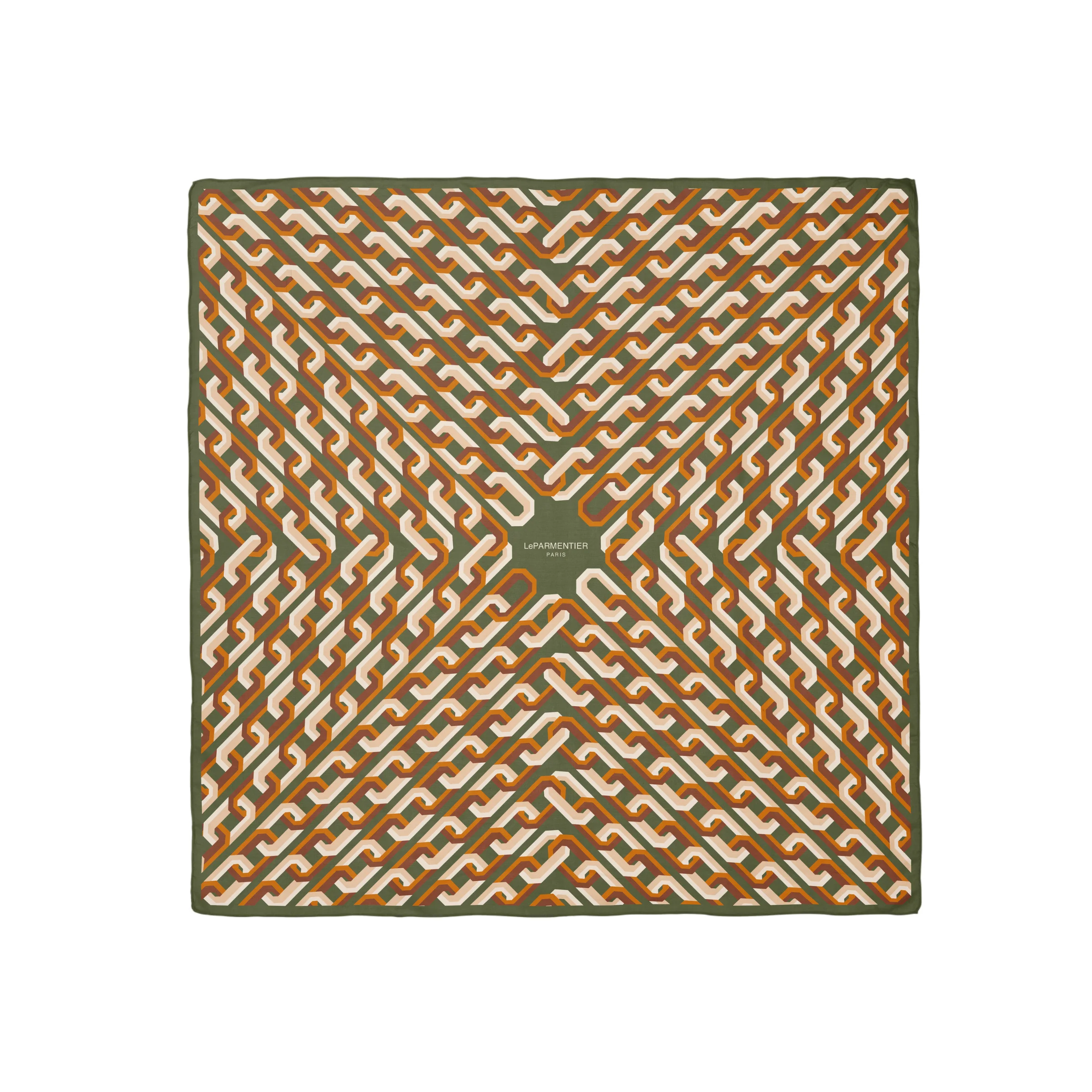 Chain Motif Silk Square Scarf - 1
