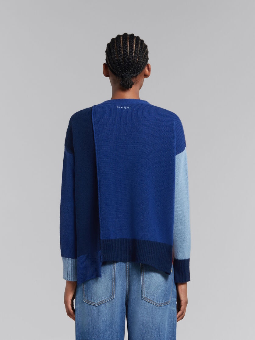 BLUE COLOUR-BLOCK CASHMERE CARDIGAN - 3