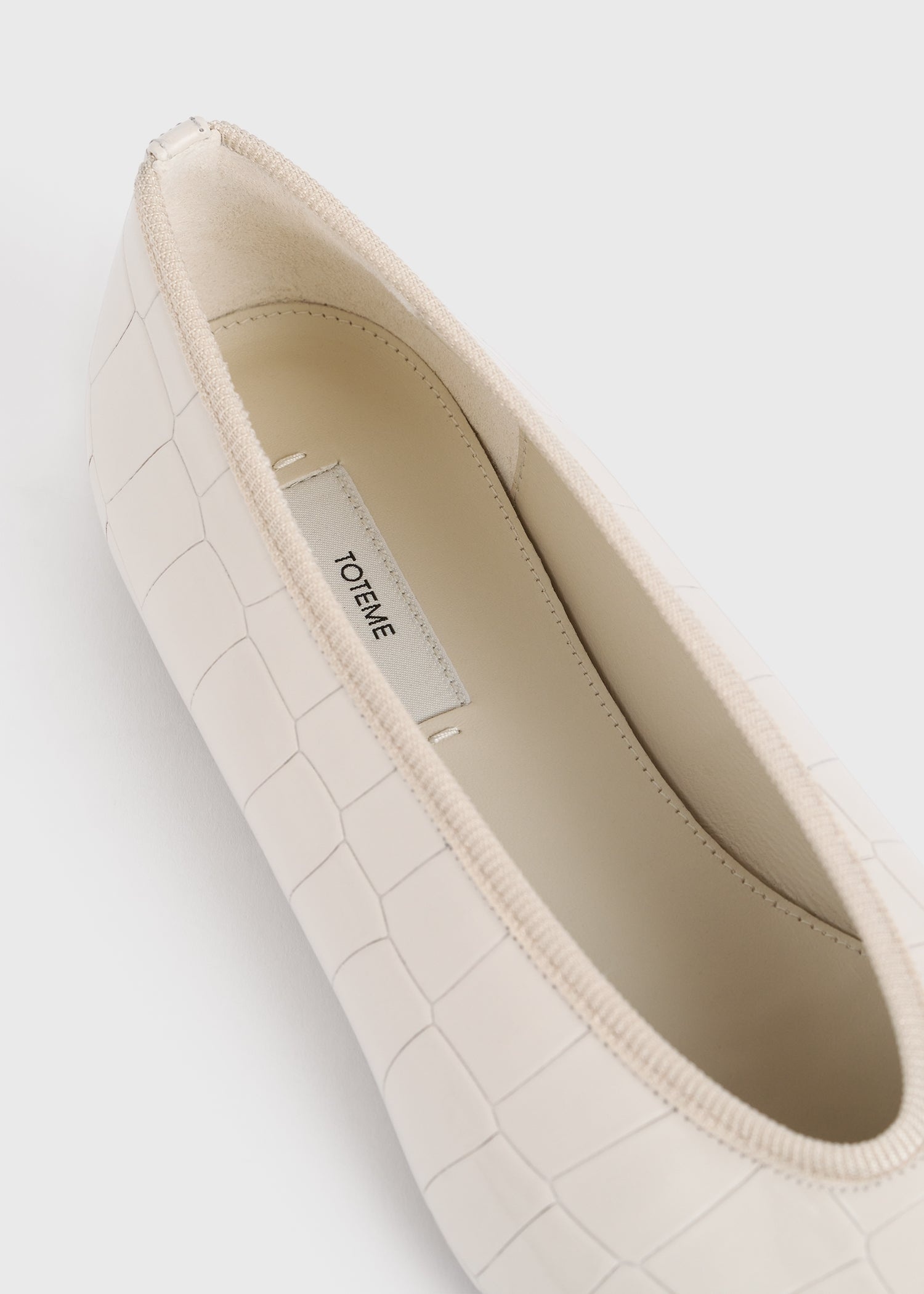 Minimalist croco-embossed ballerinas oyster - 5