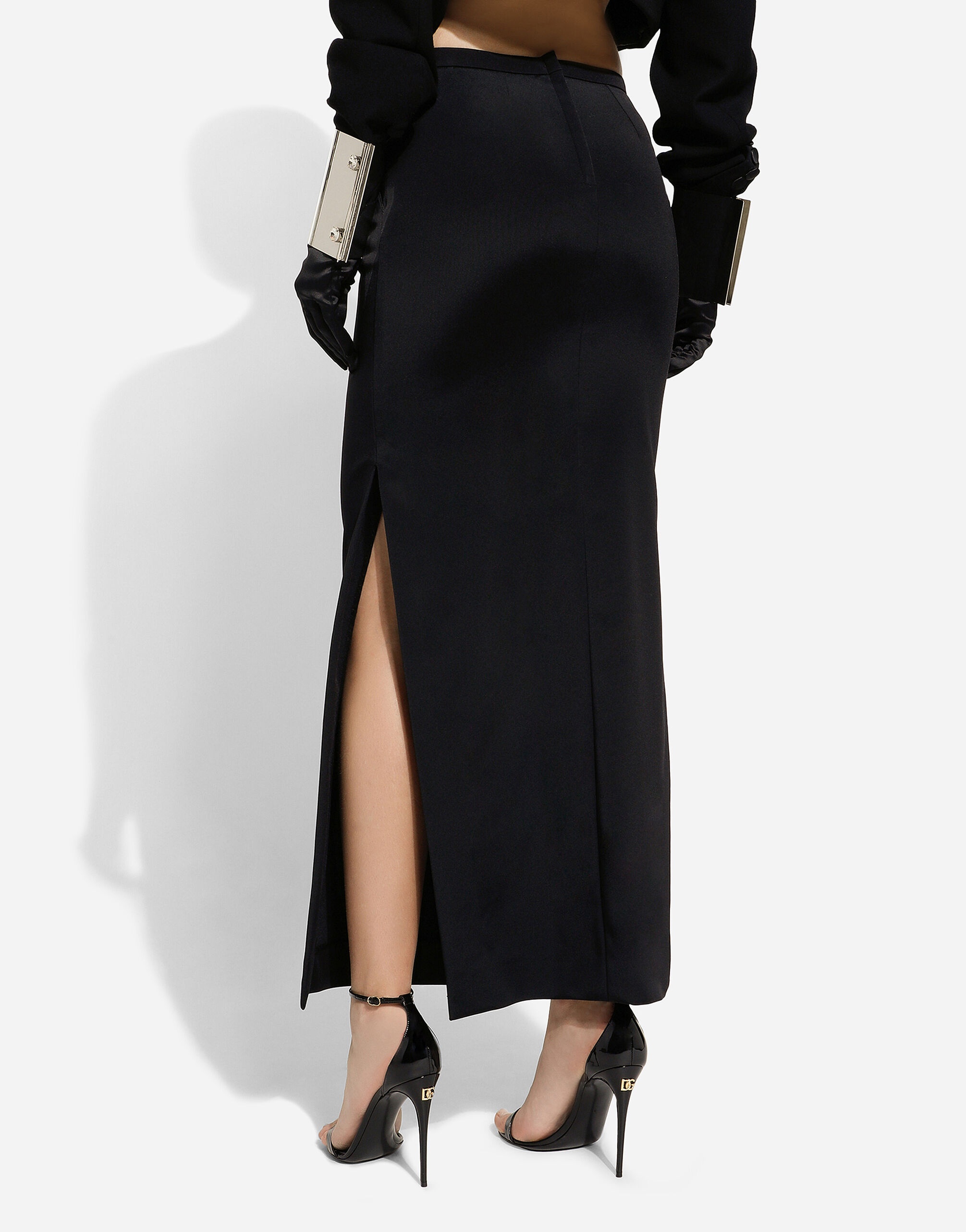 Dolce & Gabbana Cady calf-length skirt with slits | REVERSIBLE
