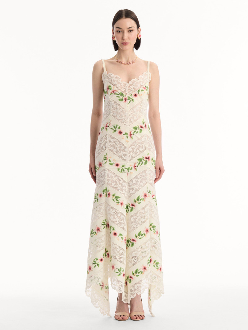 Oscar de la Renta CHINÉ HIBISCUS STRIPED COTTON POPLIN DRESS outlook