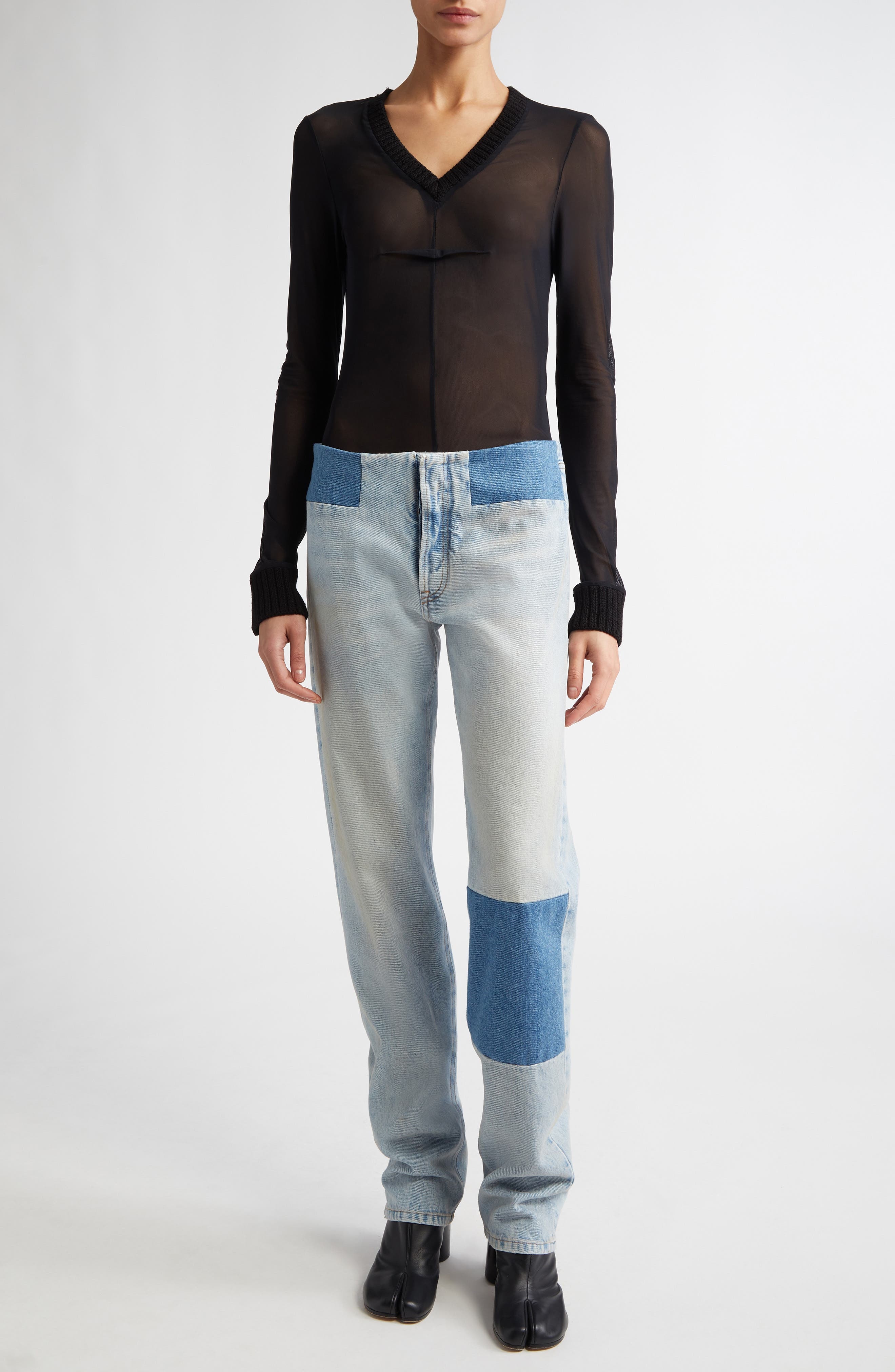 MM6 Maison Margiela Patchwork Jeans in Medium Blue at Nordstrom - 7