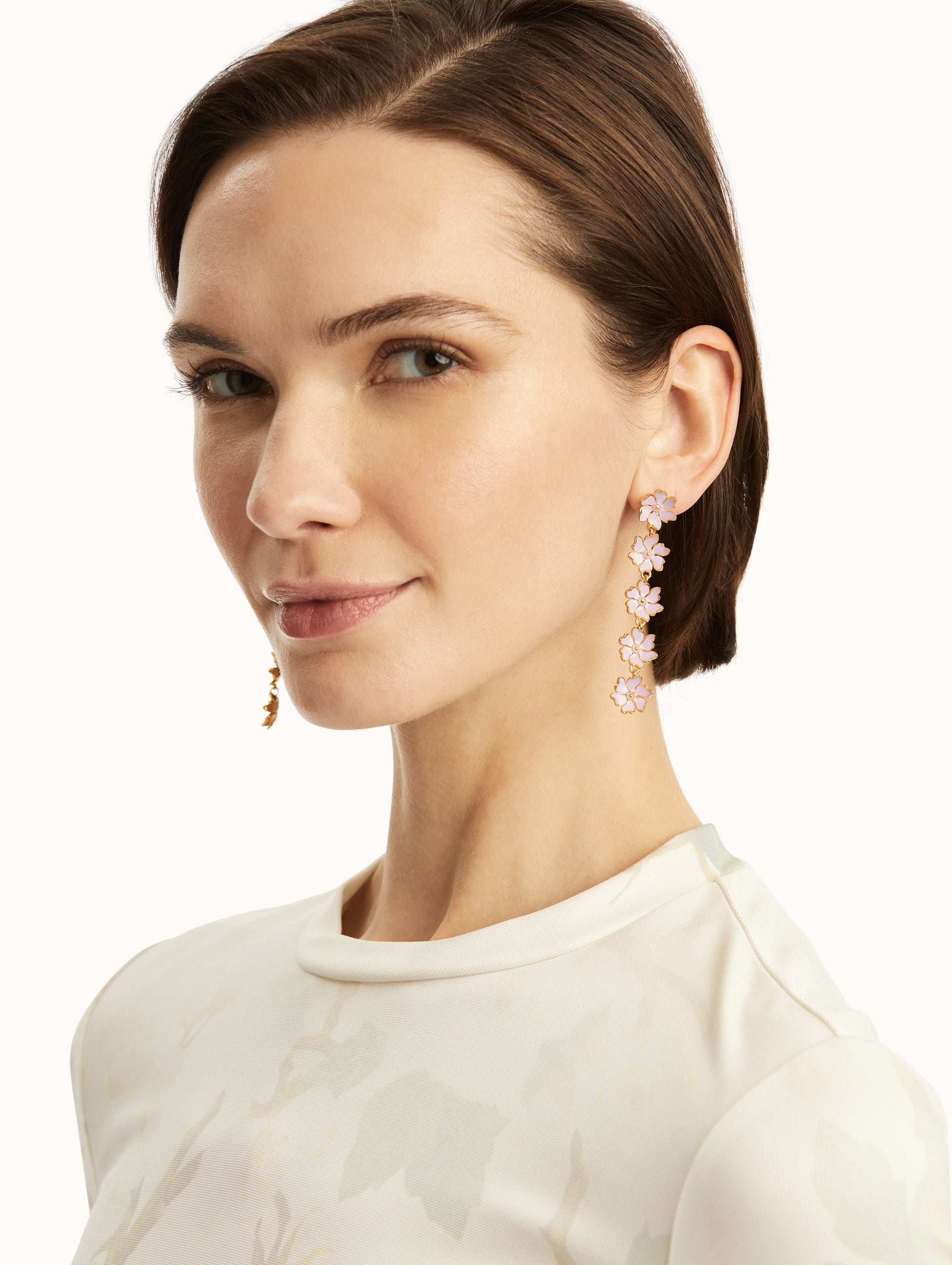 ENAMEL CHERRY BLOSSOM DROP EARRINGS - 2
