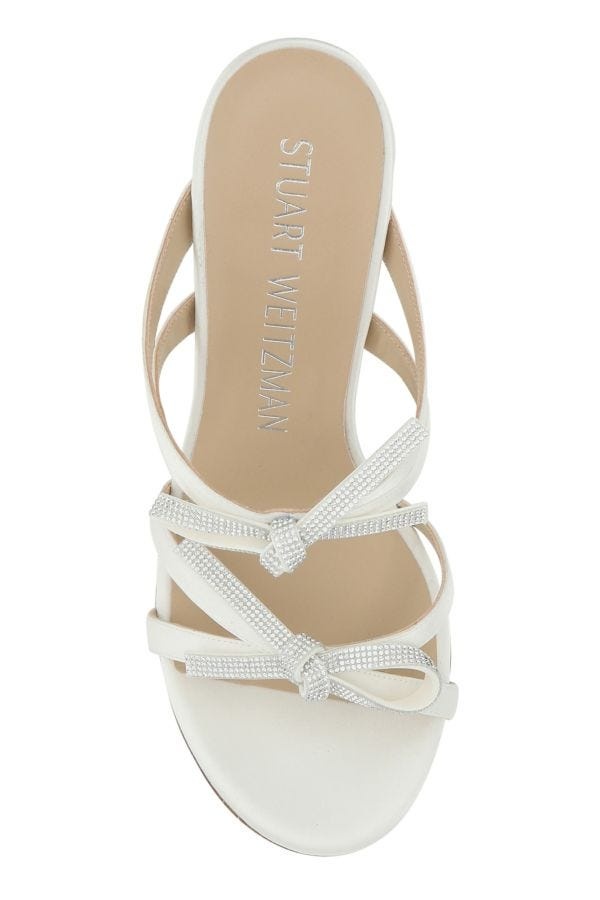 White satin SW Bow mules - 4