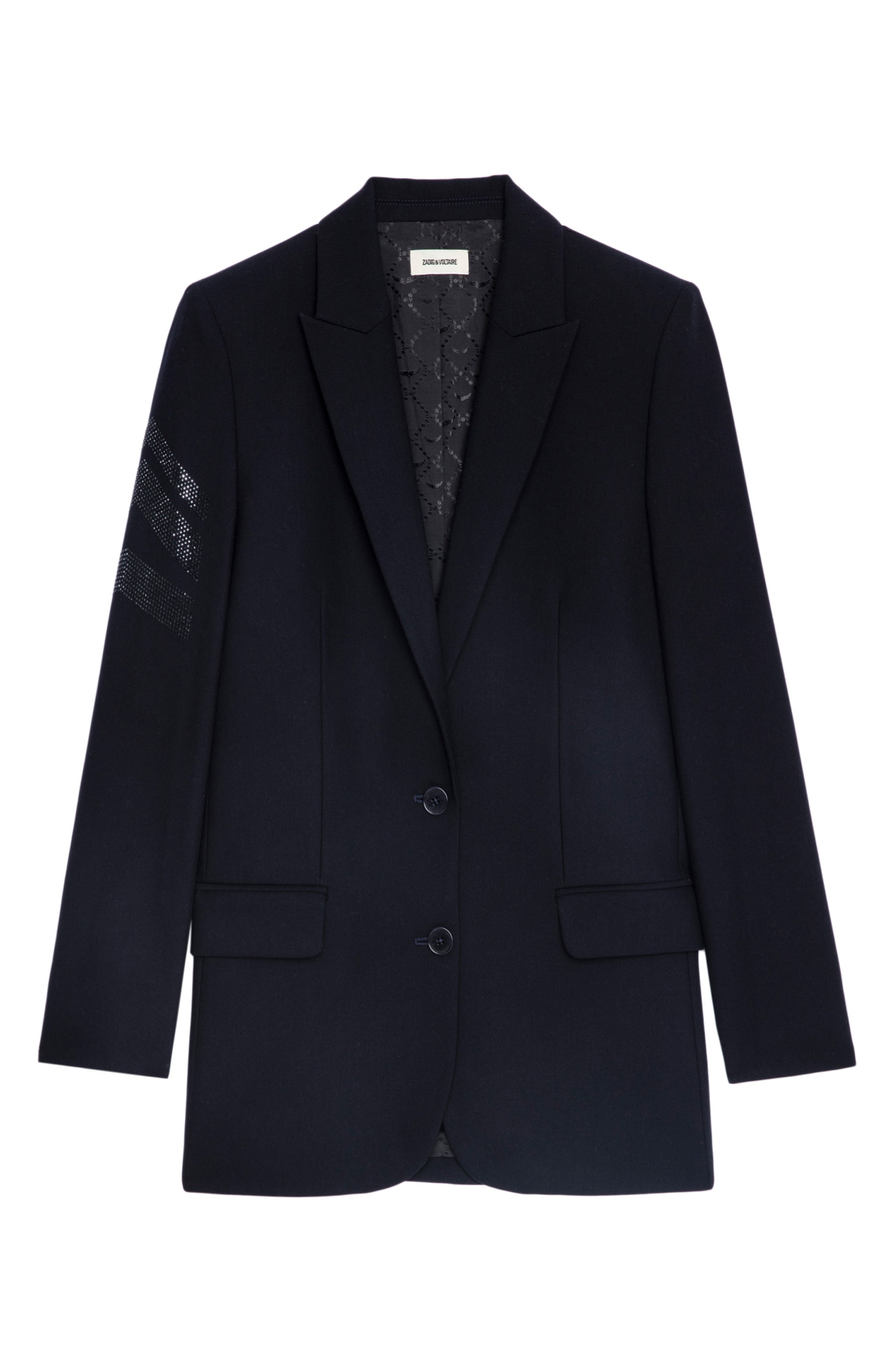 Zadig & Voltaire Viva Arrow Embellished Oversize Blazer in Encre at Nordstrom - 5
