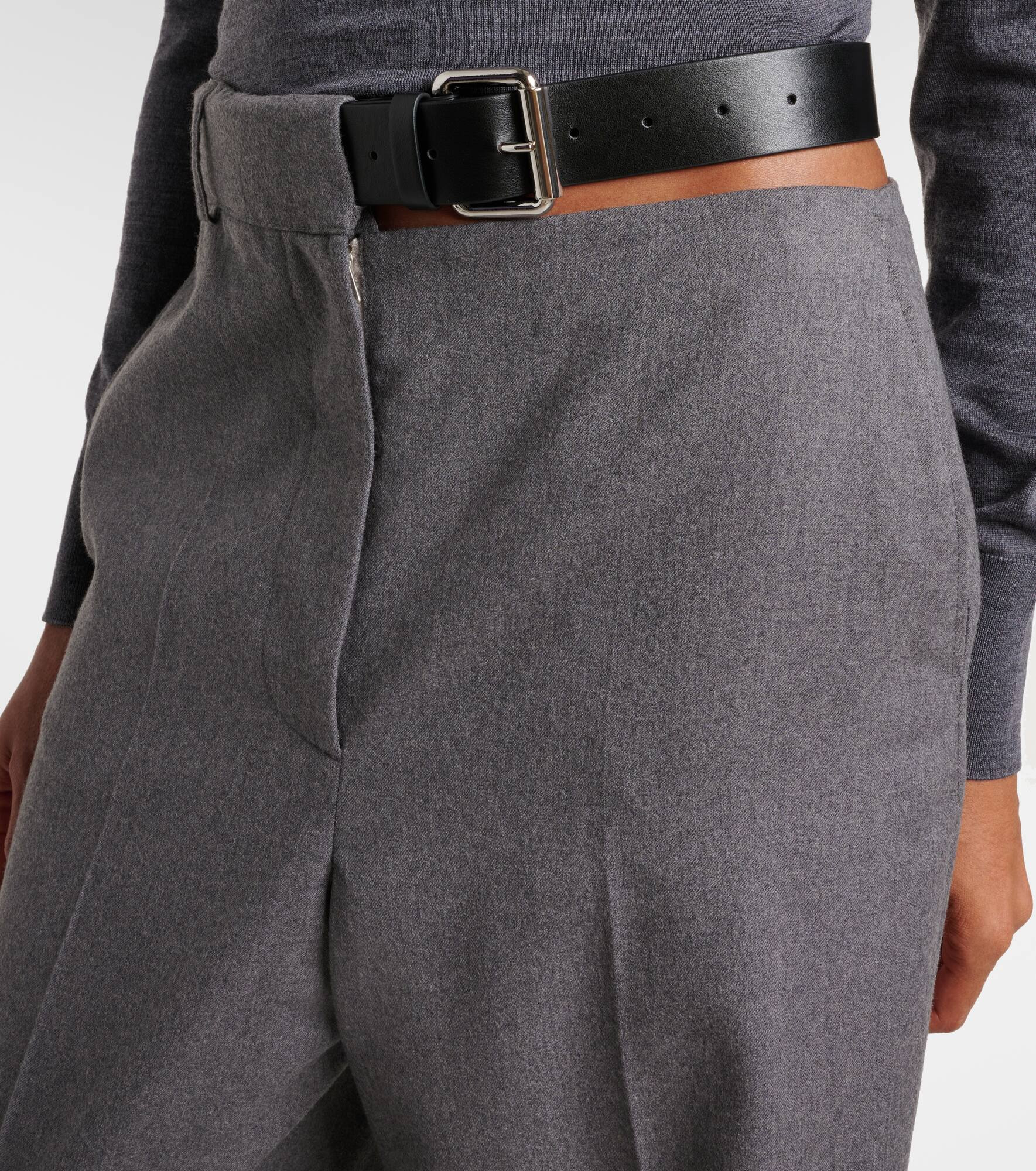 Wool flannel straight pants - 4