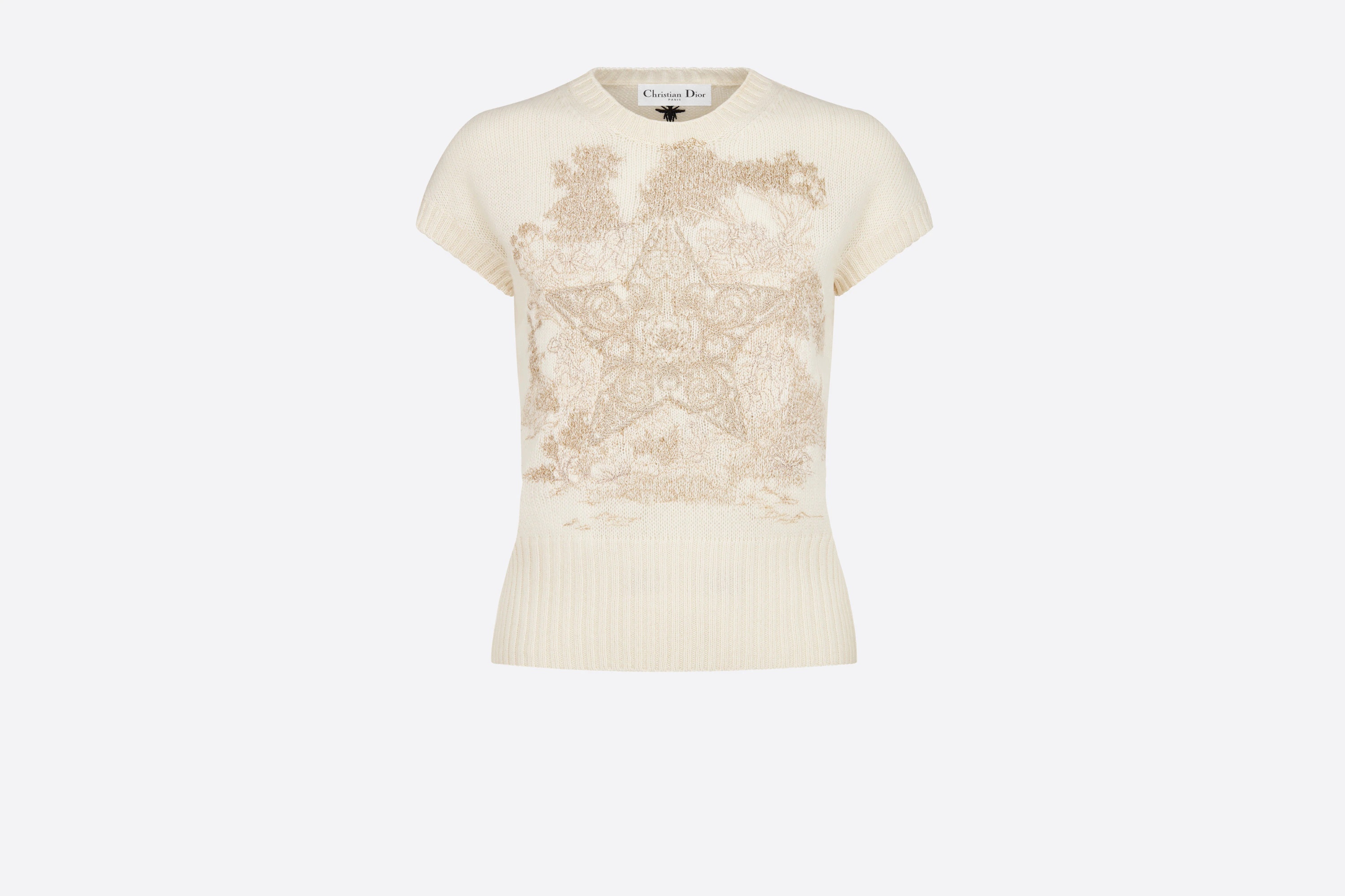 Short-Sleeved Embroidered Sweater - 1