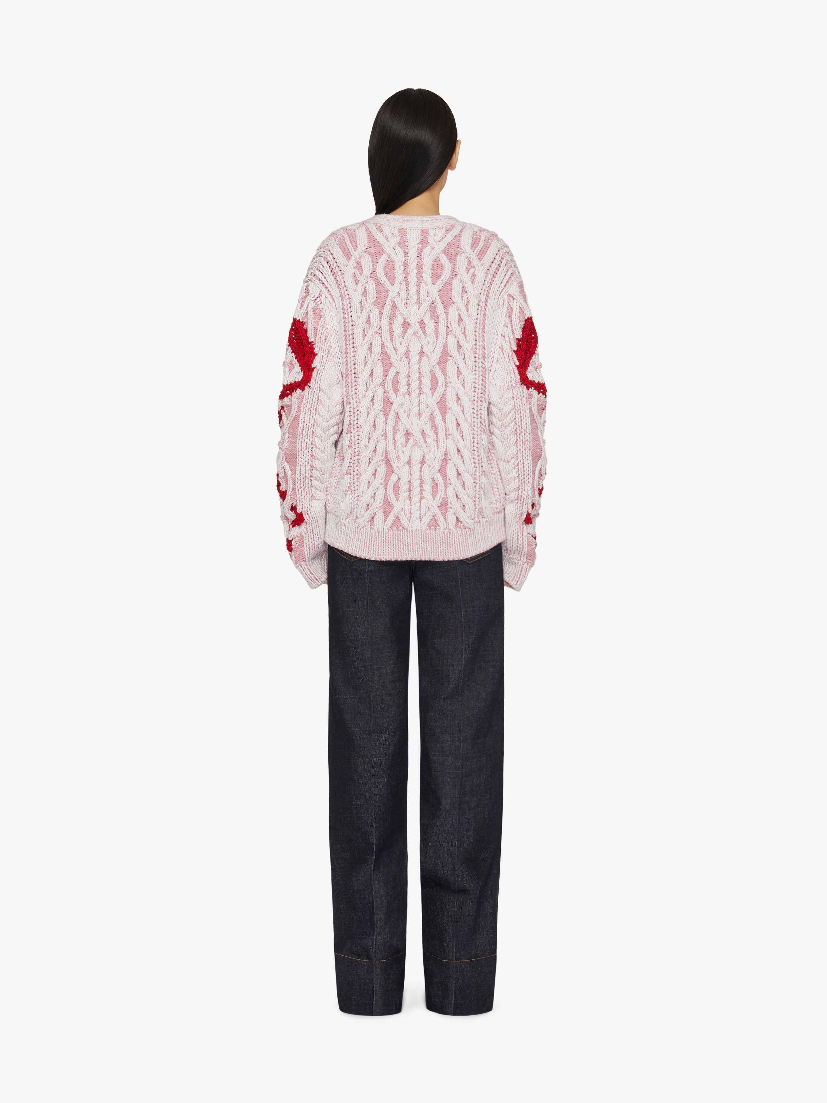 CARDIGAN IN CABLE-KNIT WITH SNAKE JACQUARD - 3