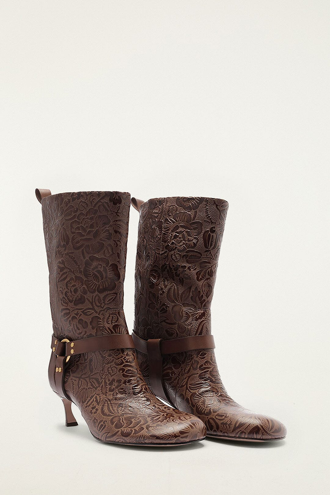 Brwon Harness Embossed Boot - 2
