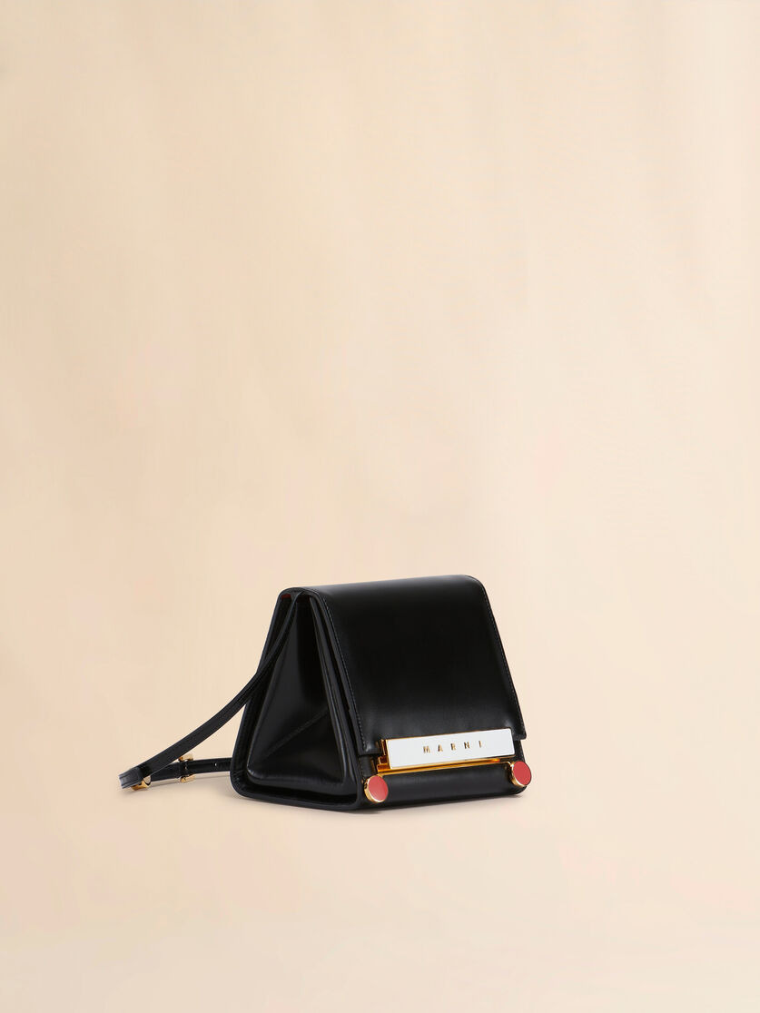 BLACK LEATHER VHS SMALL TRIANGLE BAG - 6