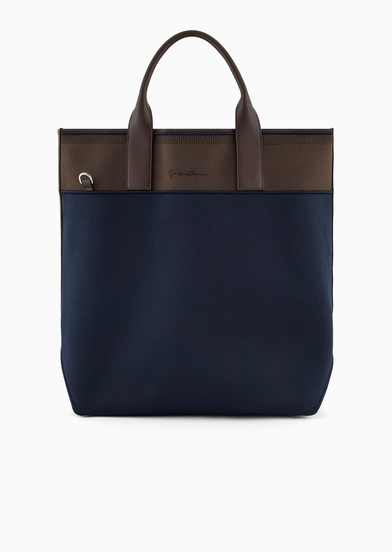 Tricot knit and leather shopper bag 1