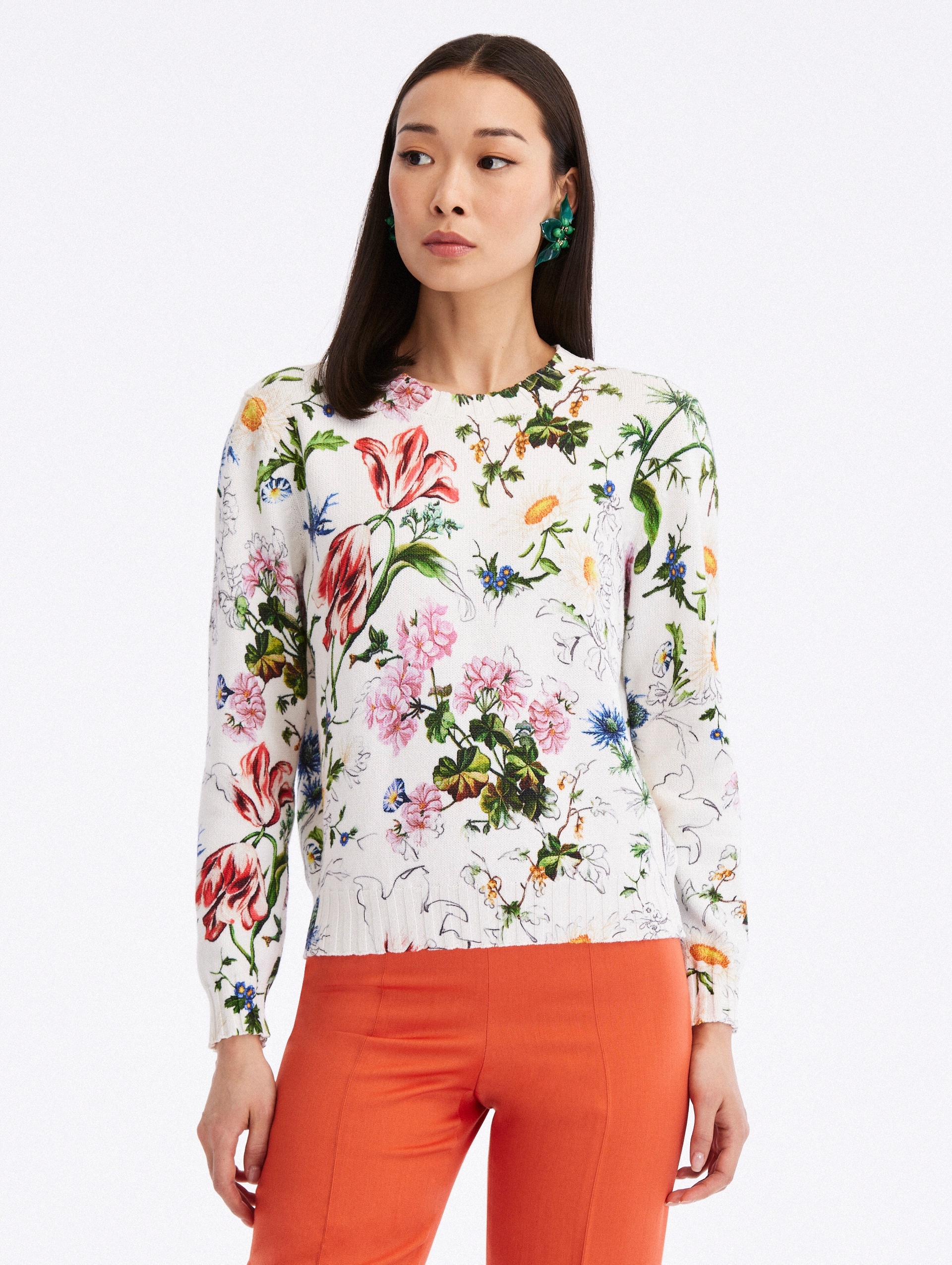 UNFINISHED FLORAL PRINTED PULLOVER - 1