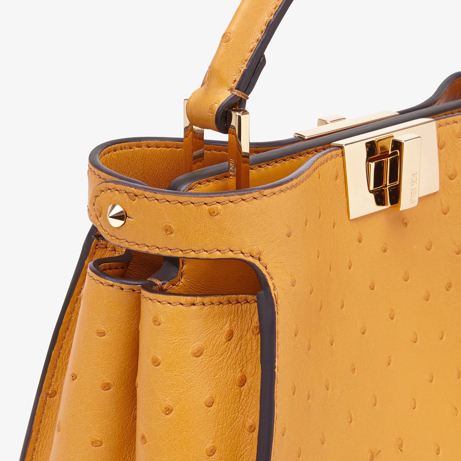 Yellow ostrich leather bag - 5