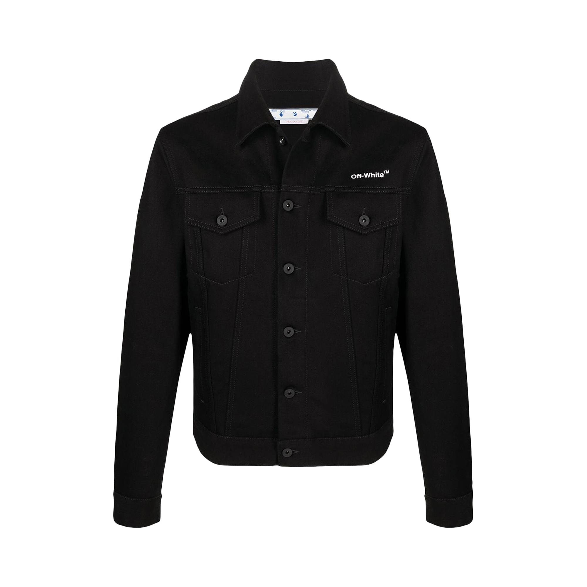 Off-White Diag Tab Slim Denim Jacket 'Black' - 1