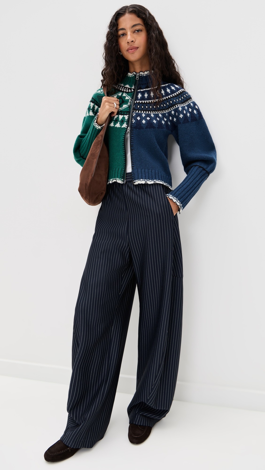 Linea Fair Isle Zip Front Cardigan - 4
