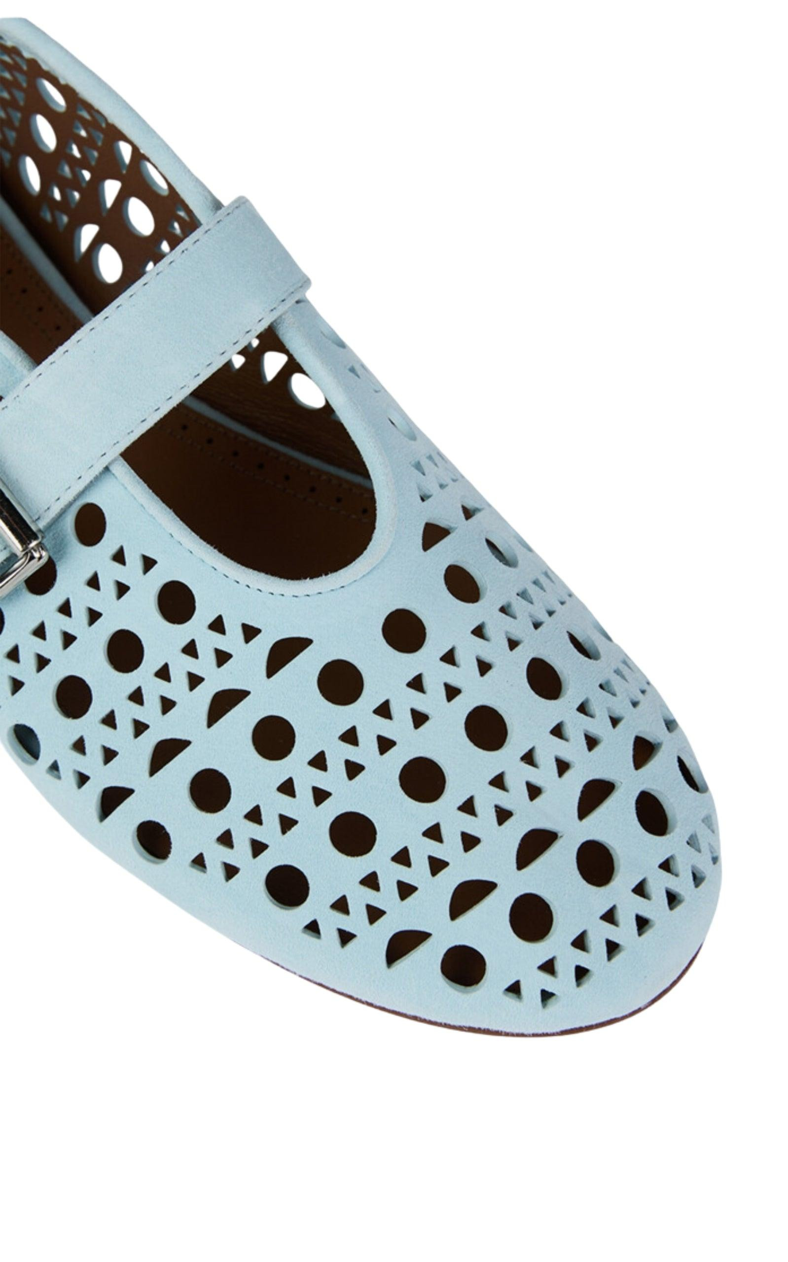 Blue Leather Ballet Flats - 4