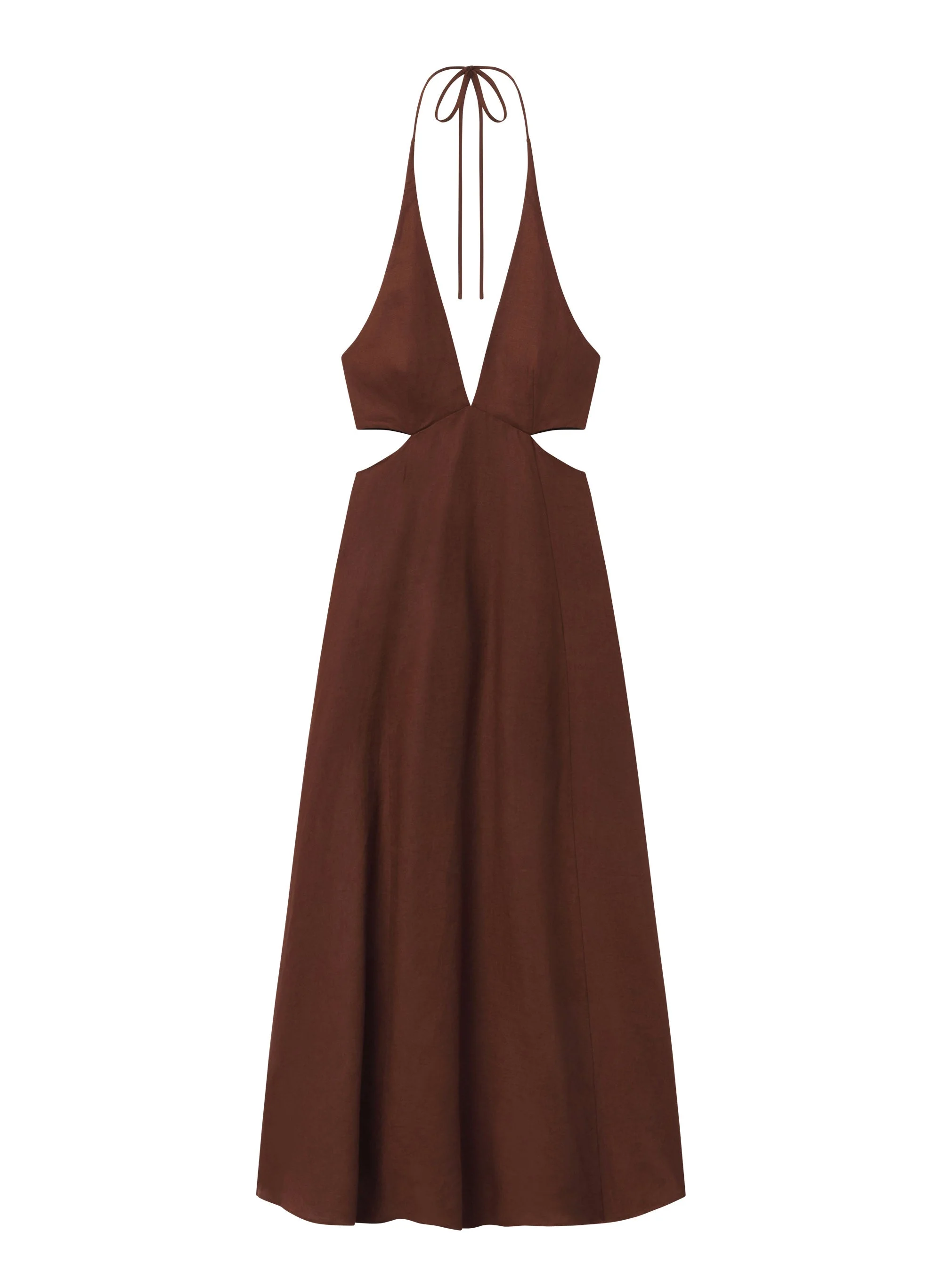 Evelena Tie-Back Linen Midi Dress - 1