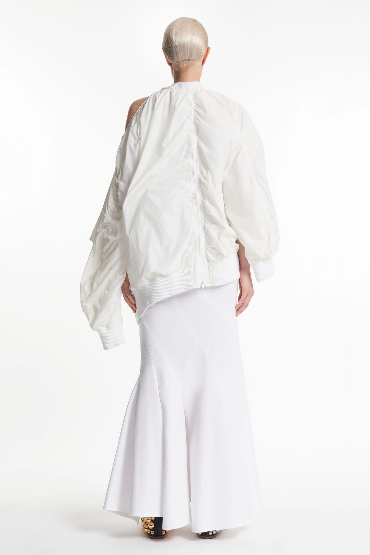 DECONSTRUCTED OVERSIZED BOMBER JACKET WHITE - 4