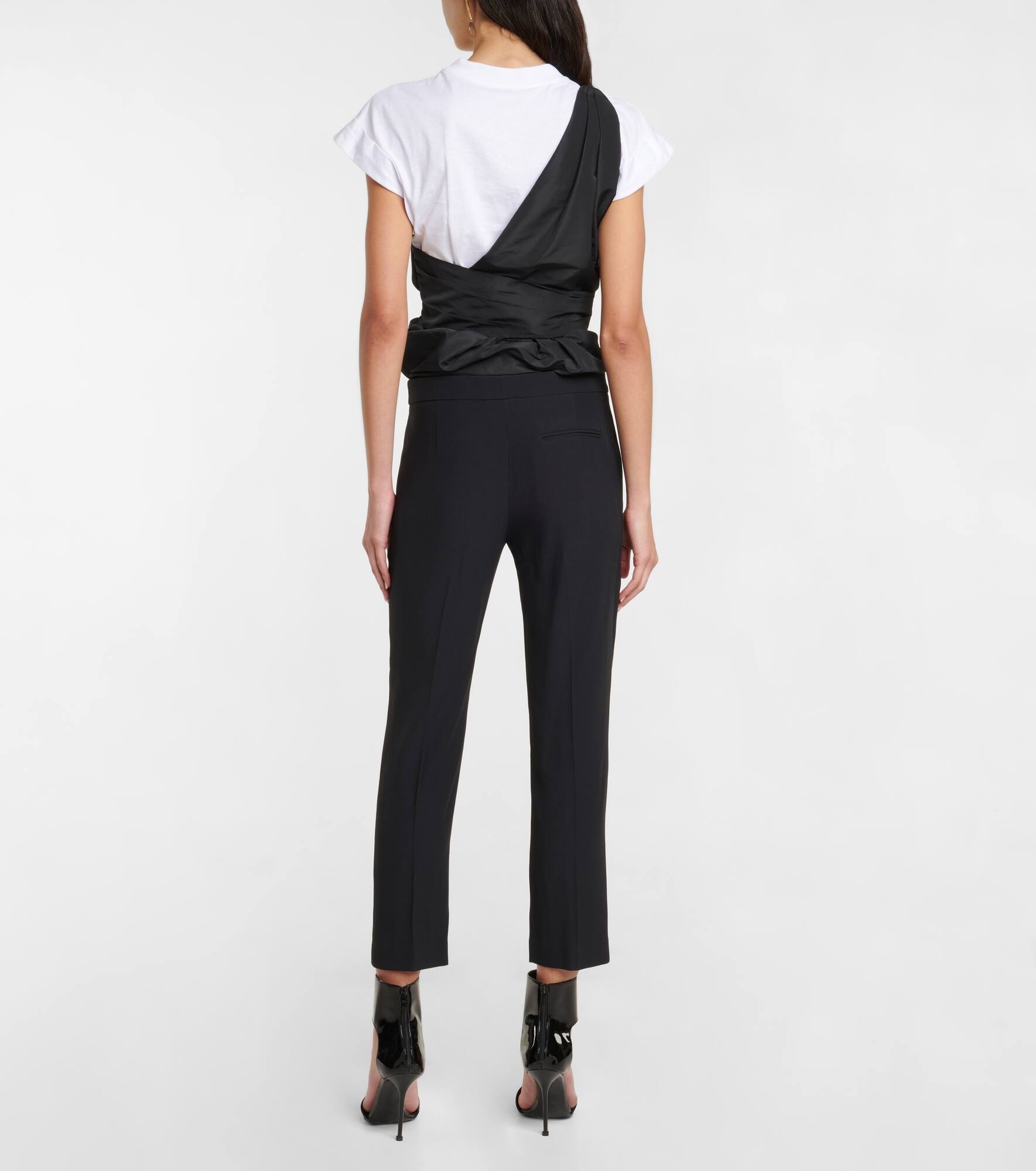 Mid-rise slim crêpe pants - 3