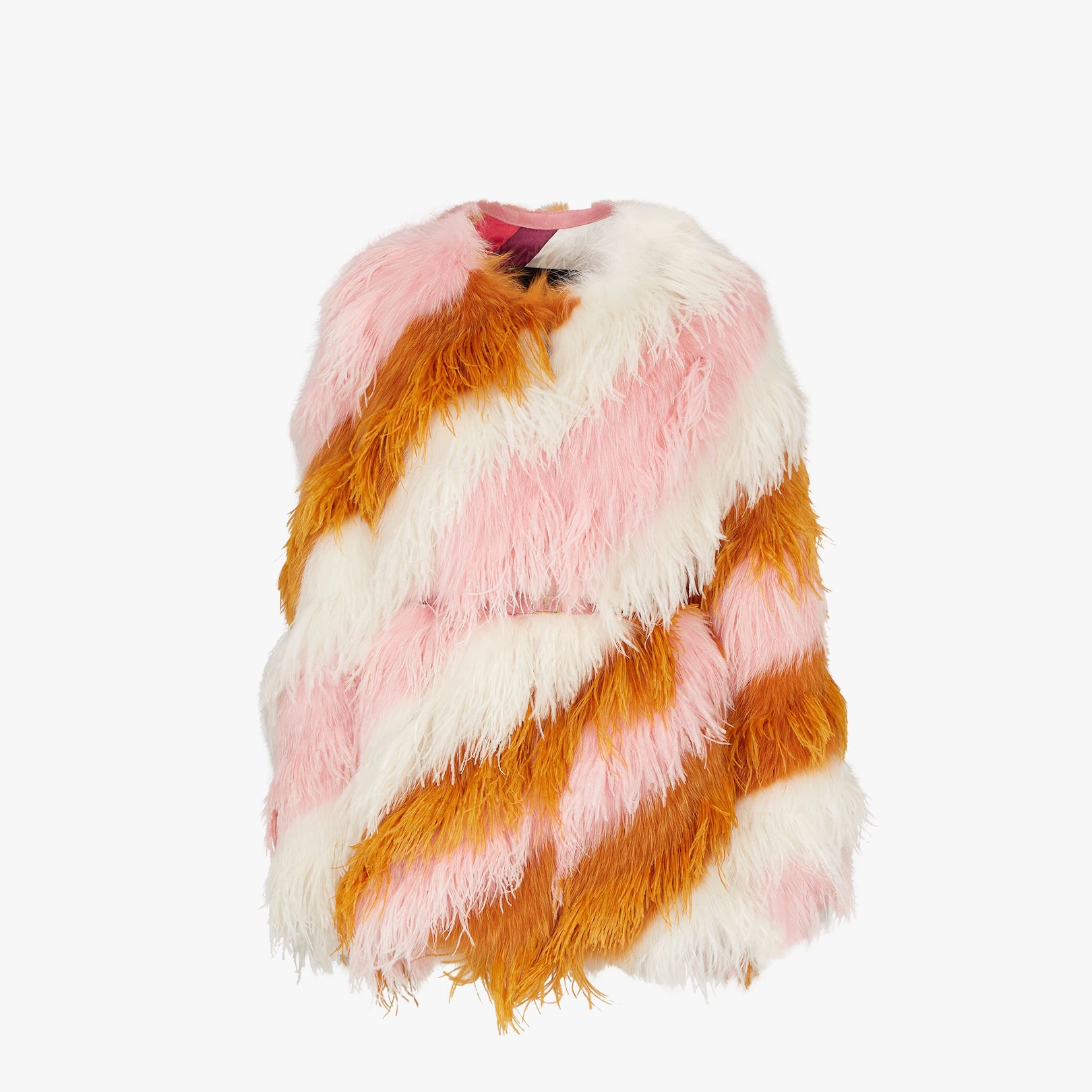 Multicolor fox-fur and feather coat - 1