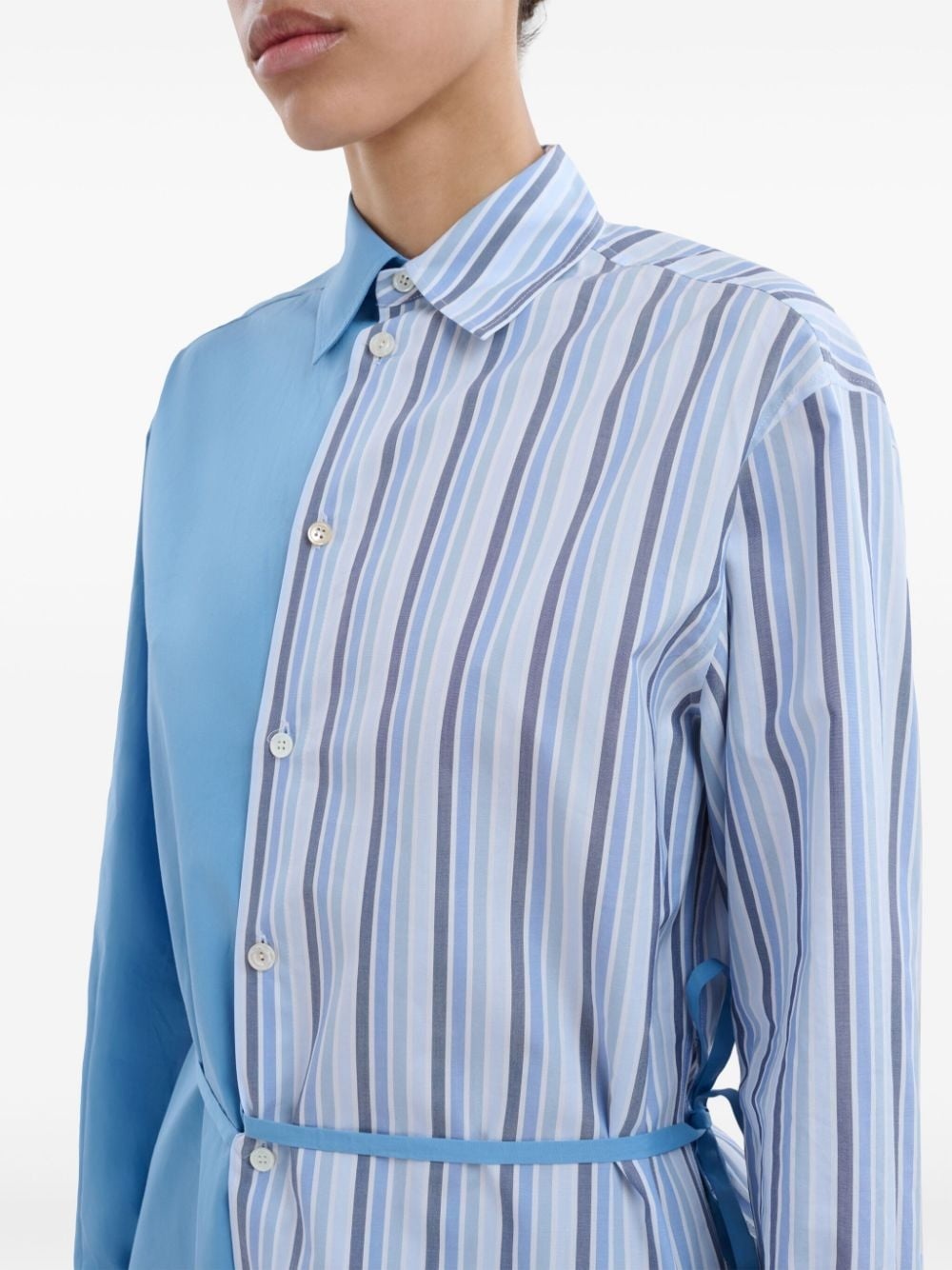 panelled half-and-half cotton shirt - 4